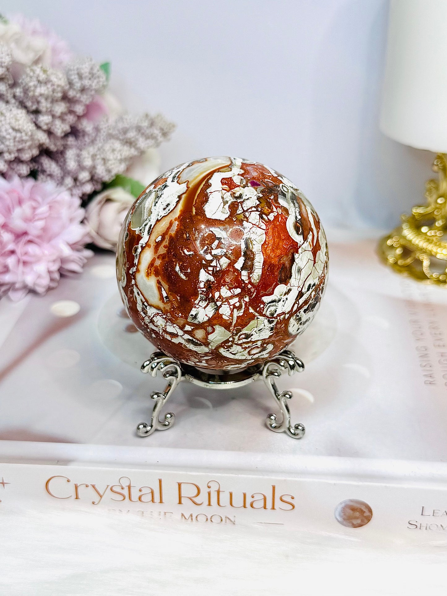 Large Money Agate Sphere on Stand 320g