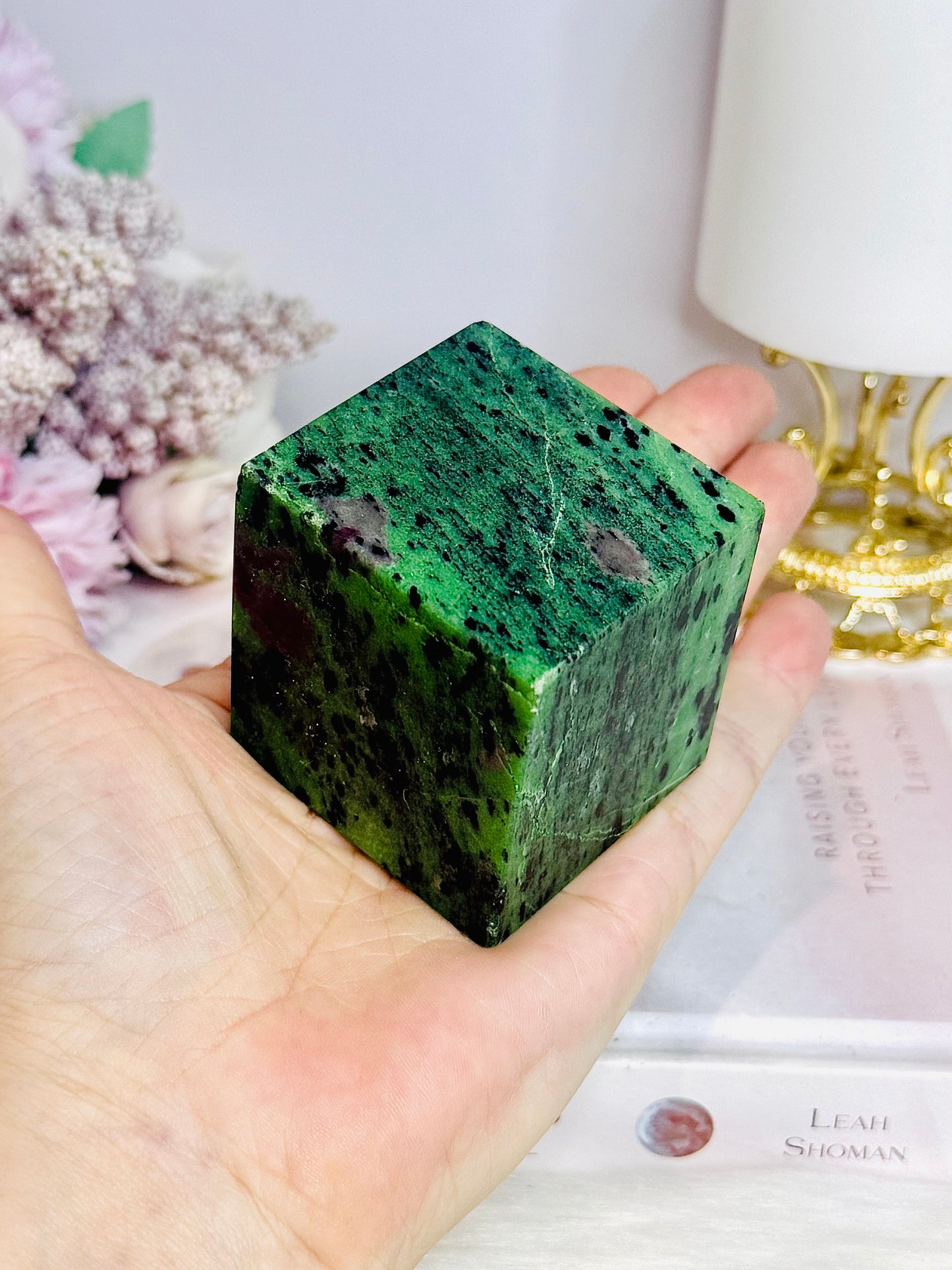 Ruby In Zoisite Carved Cube 383g