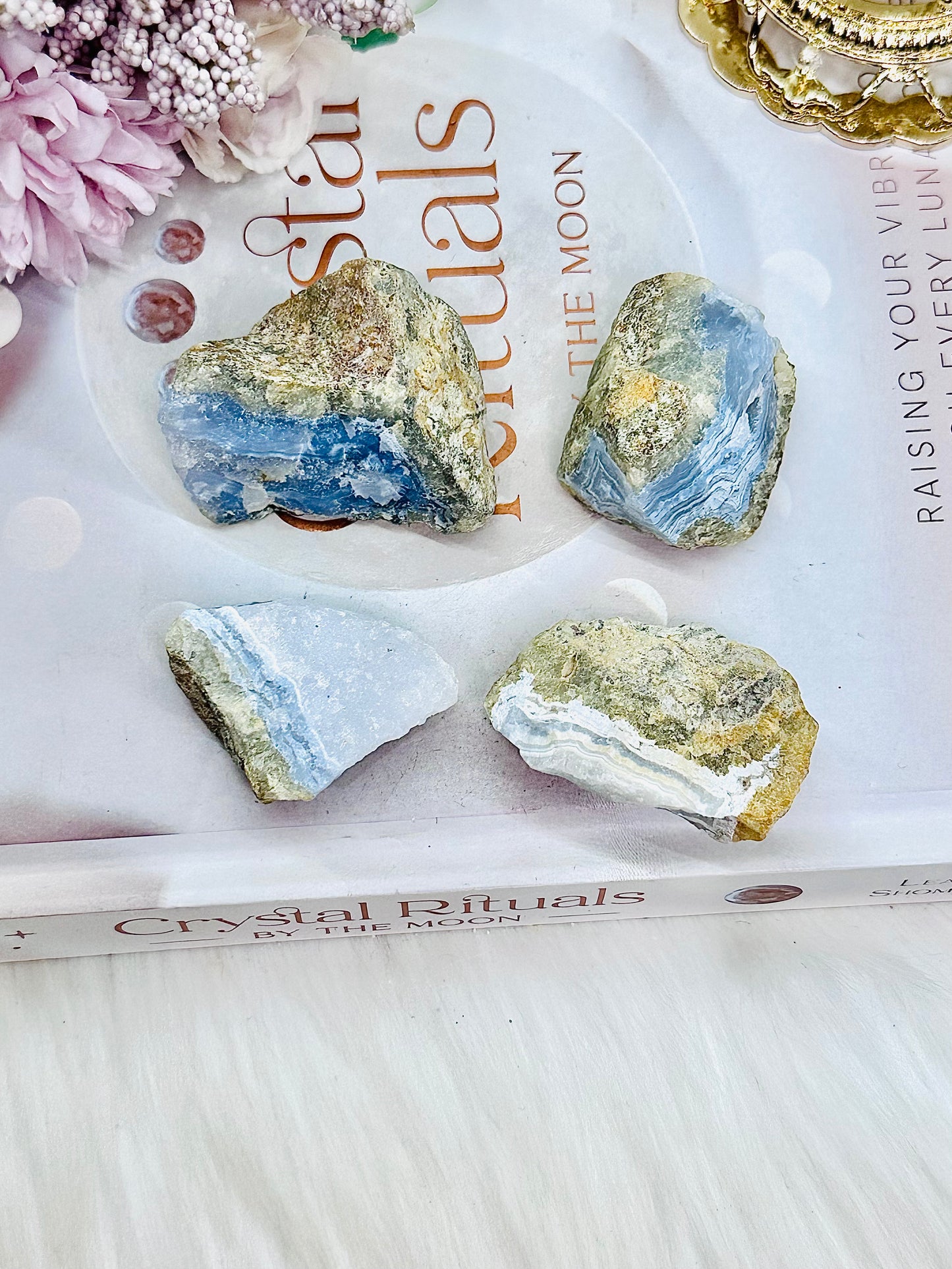 Beautiful Natural Set of 4 Blue Lace Agate Specimen