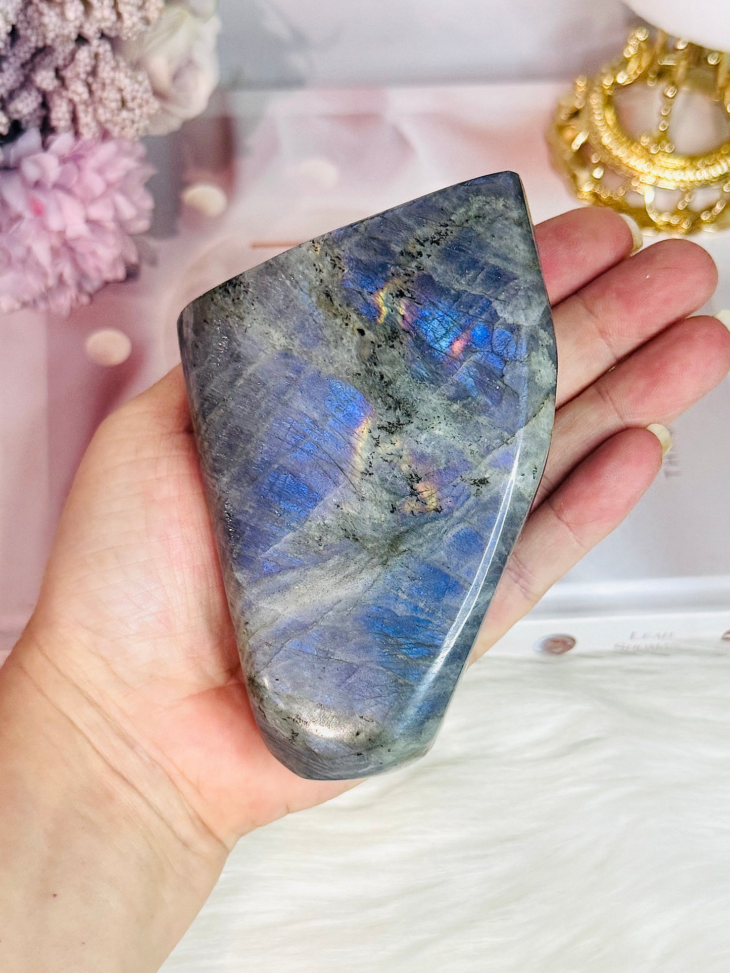 Natural Large Chunky Labradorite Polished Freeform 618gram With Beautiful Flash