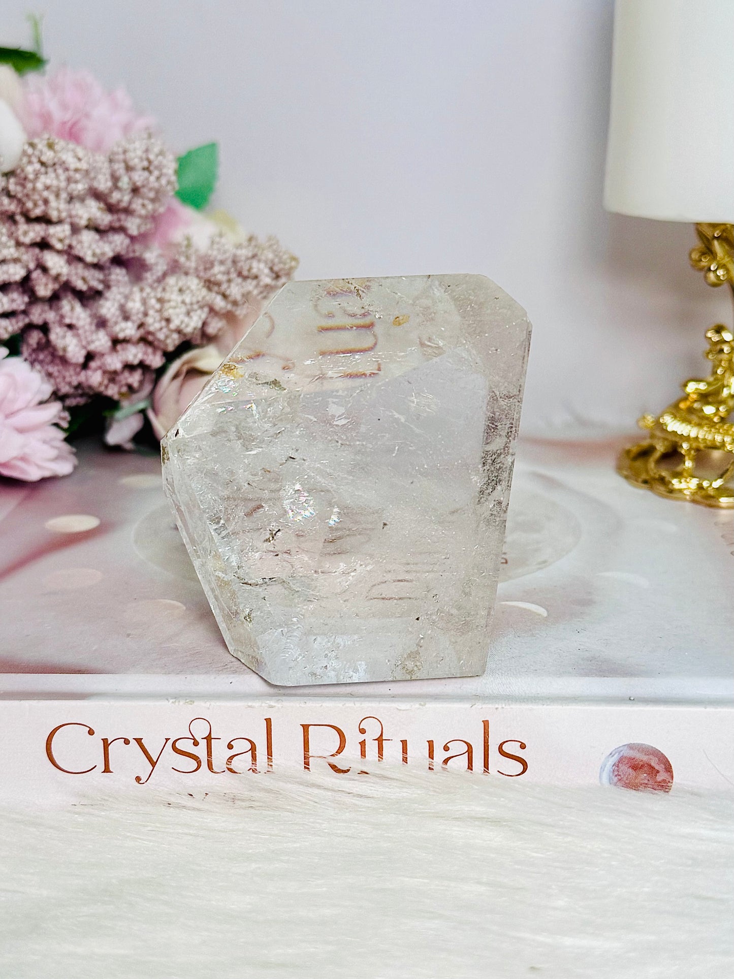 Clear Quartz Polished Freeform with Rainbows 229g