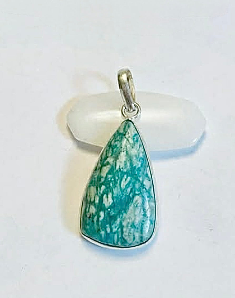 Sterling Silver 925 Amazonite Pendant in Gift Bag
