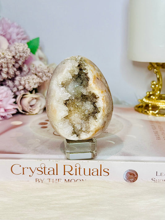 Pink Amethyst Druzy Egg on Stand 208g