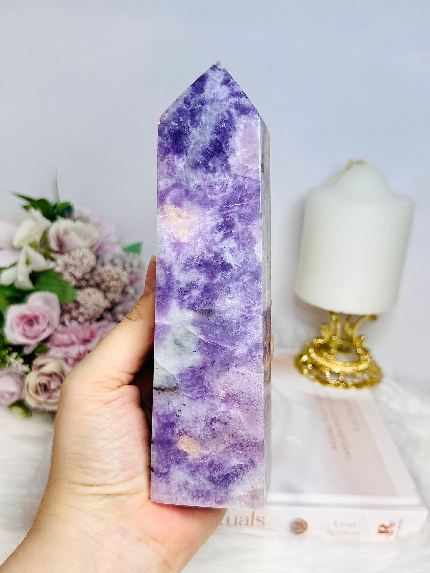 Large Purple Lepidolite Tower 17.5cm 575g