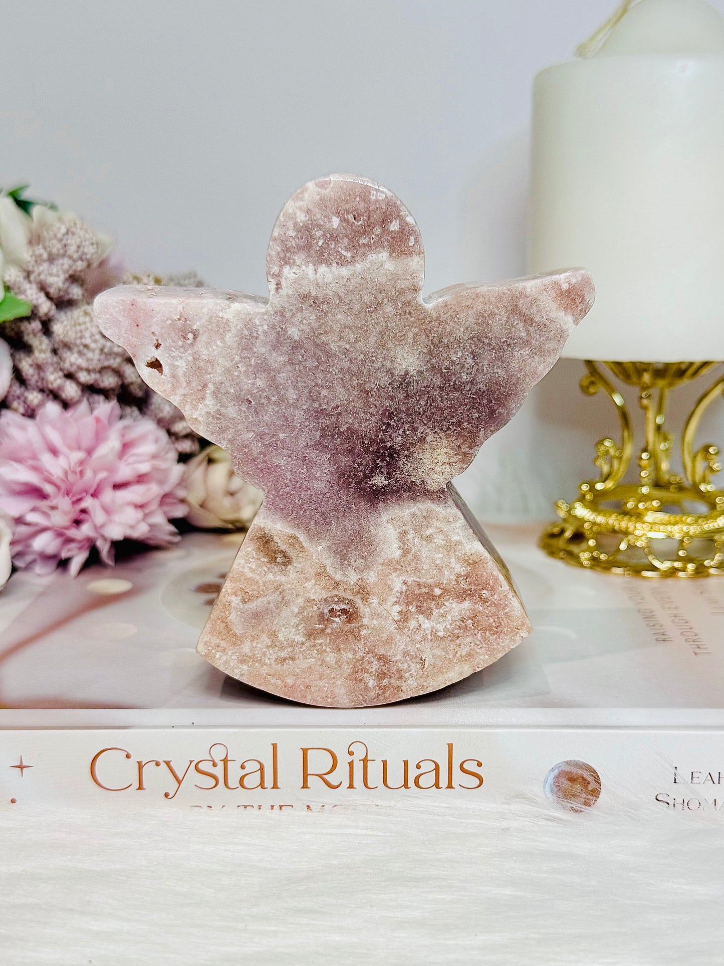 Chunky Pink Amethyst Carved Angel 10cm 360g