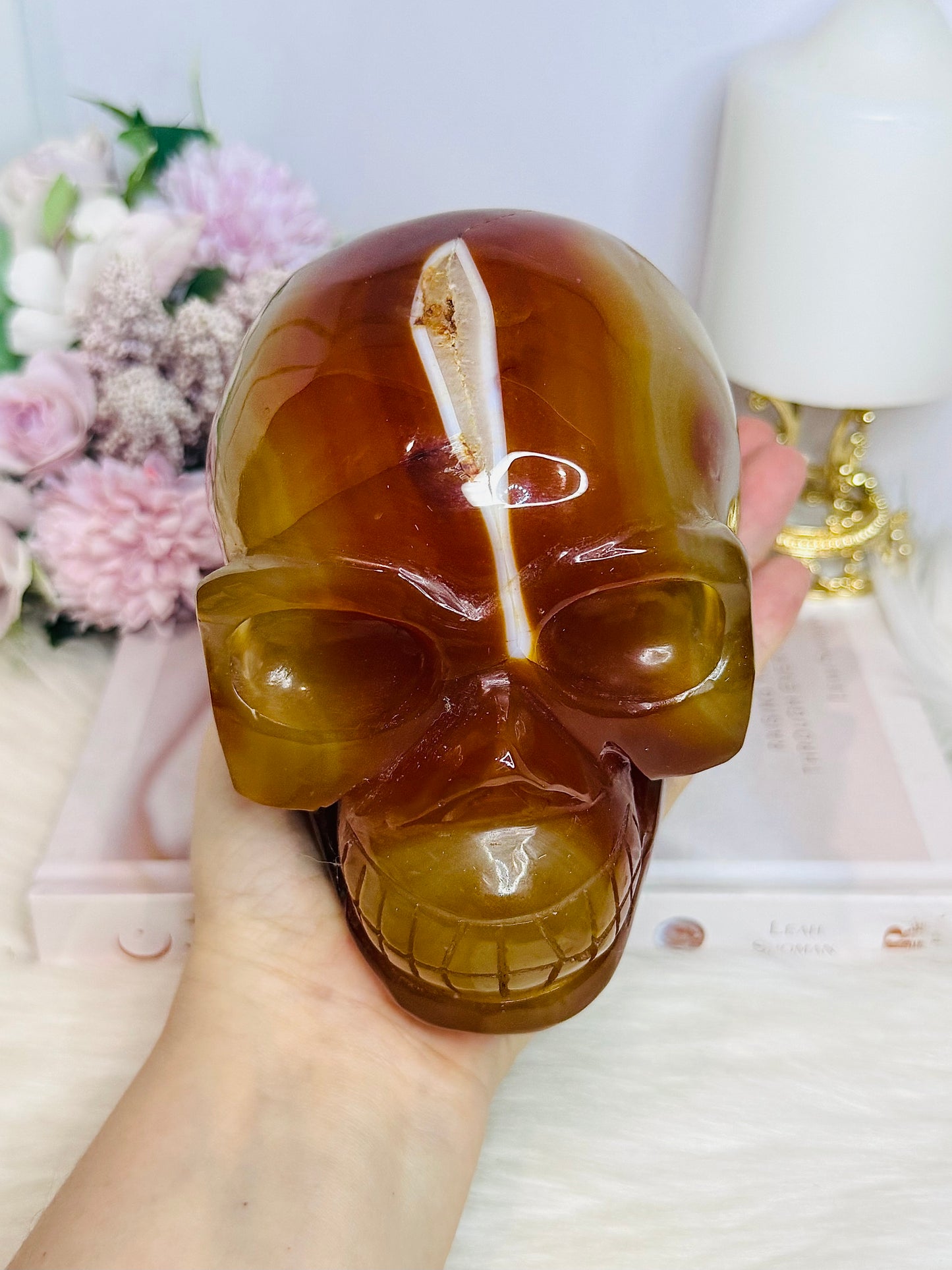 Huge Carnelian Carved Druzy Skull 2.15KG