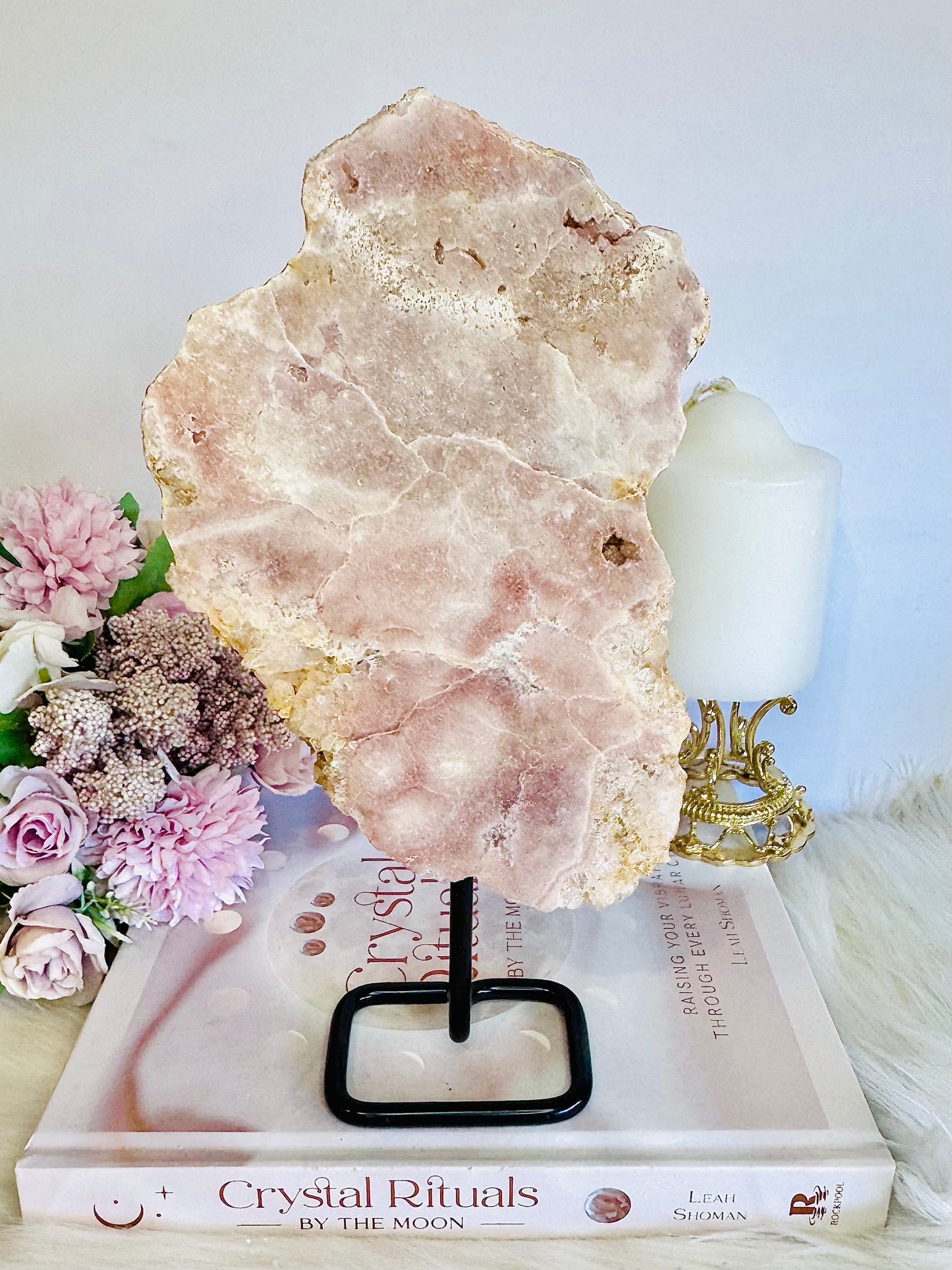 Large Pink Amethyst Natural Slab On Stand 24cm