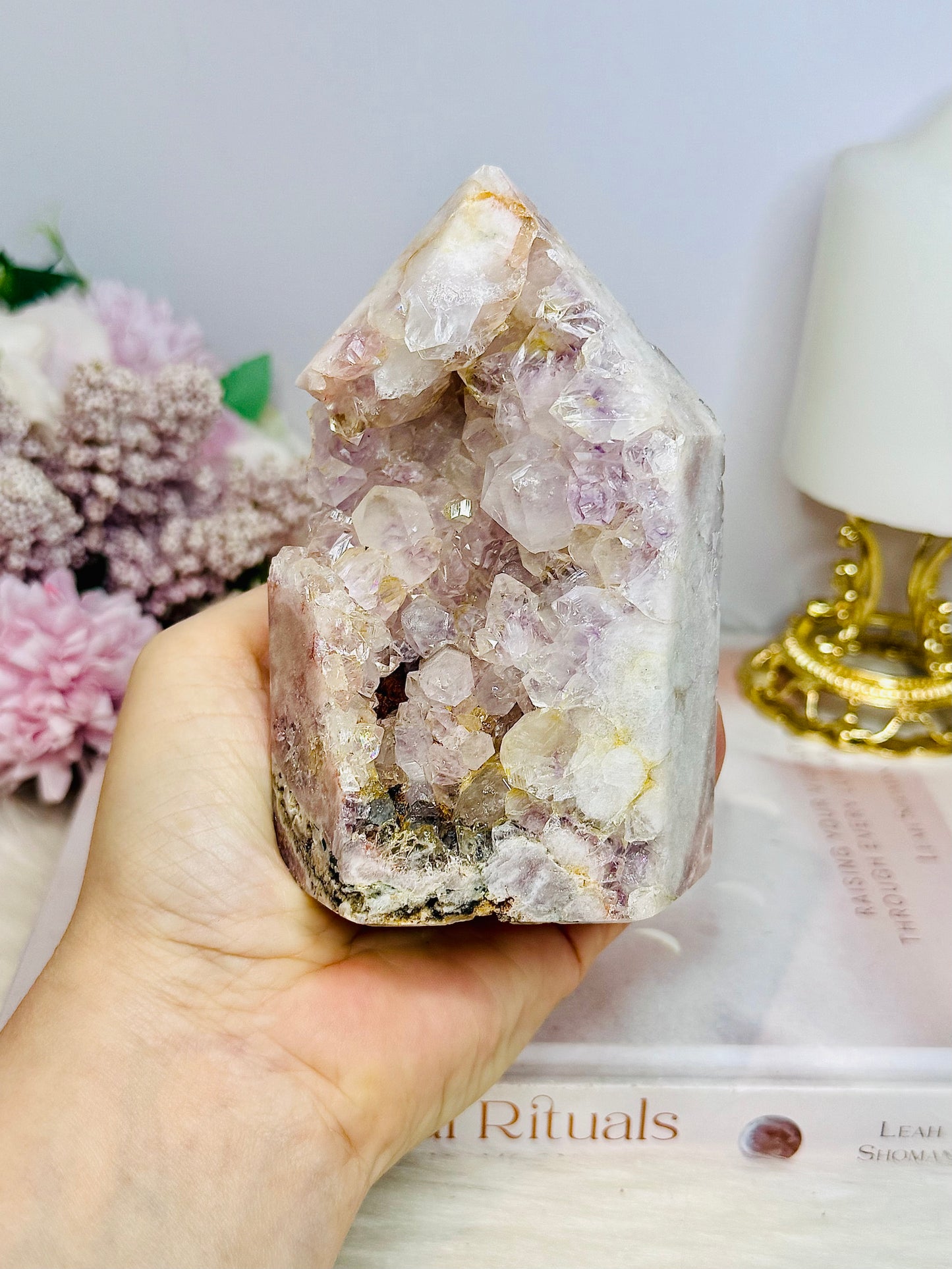 High Grade Druzy Pink Amethyst Chunky Tower 523g