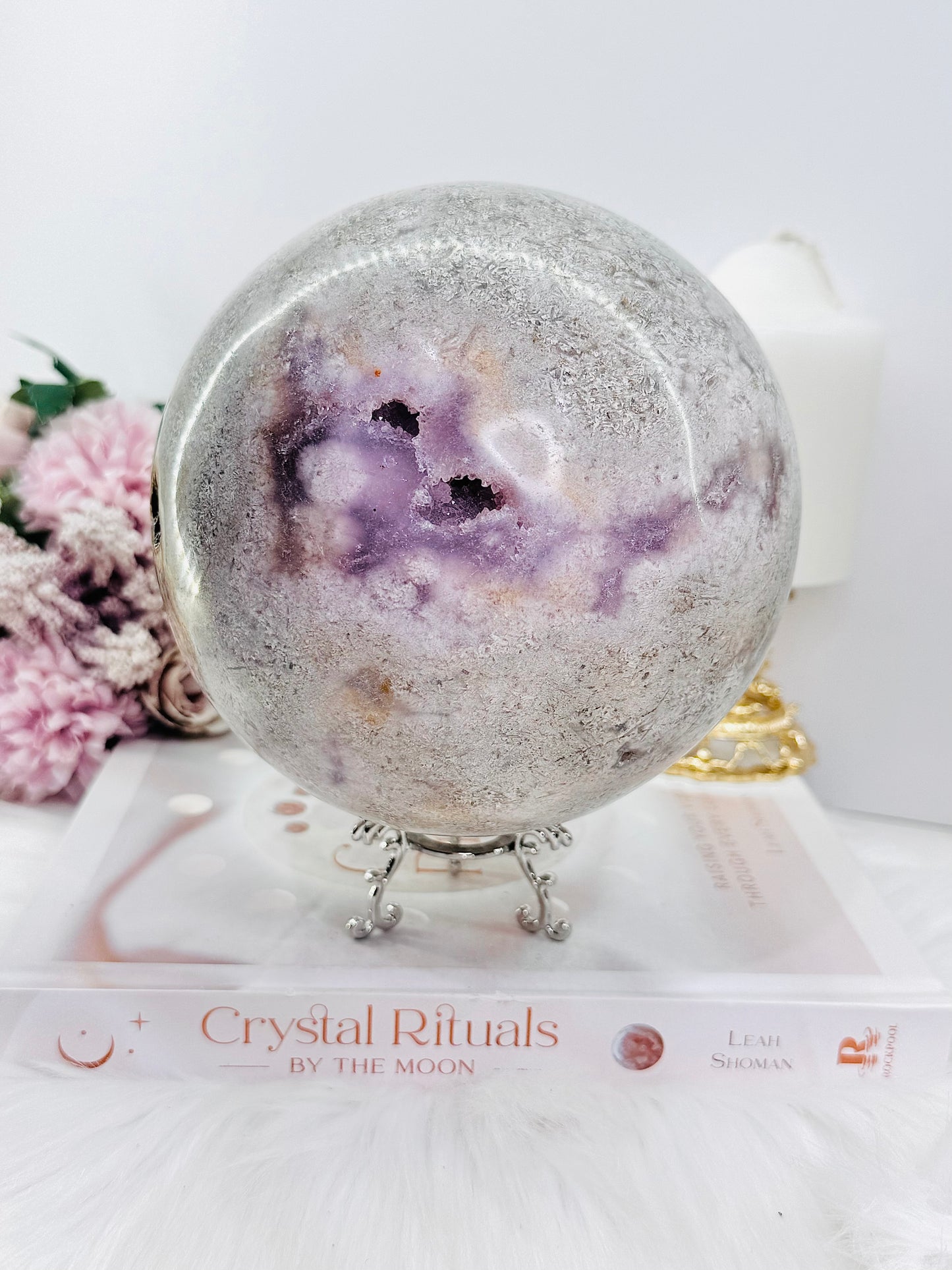⚜️ SALE ⚜️ The Queen!!!! Huge 14cm 3.73KG Druzy Pink Amethyst Sphere on Stand From Brazil