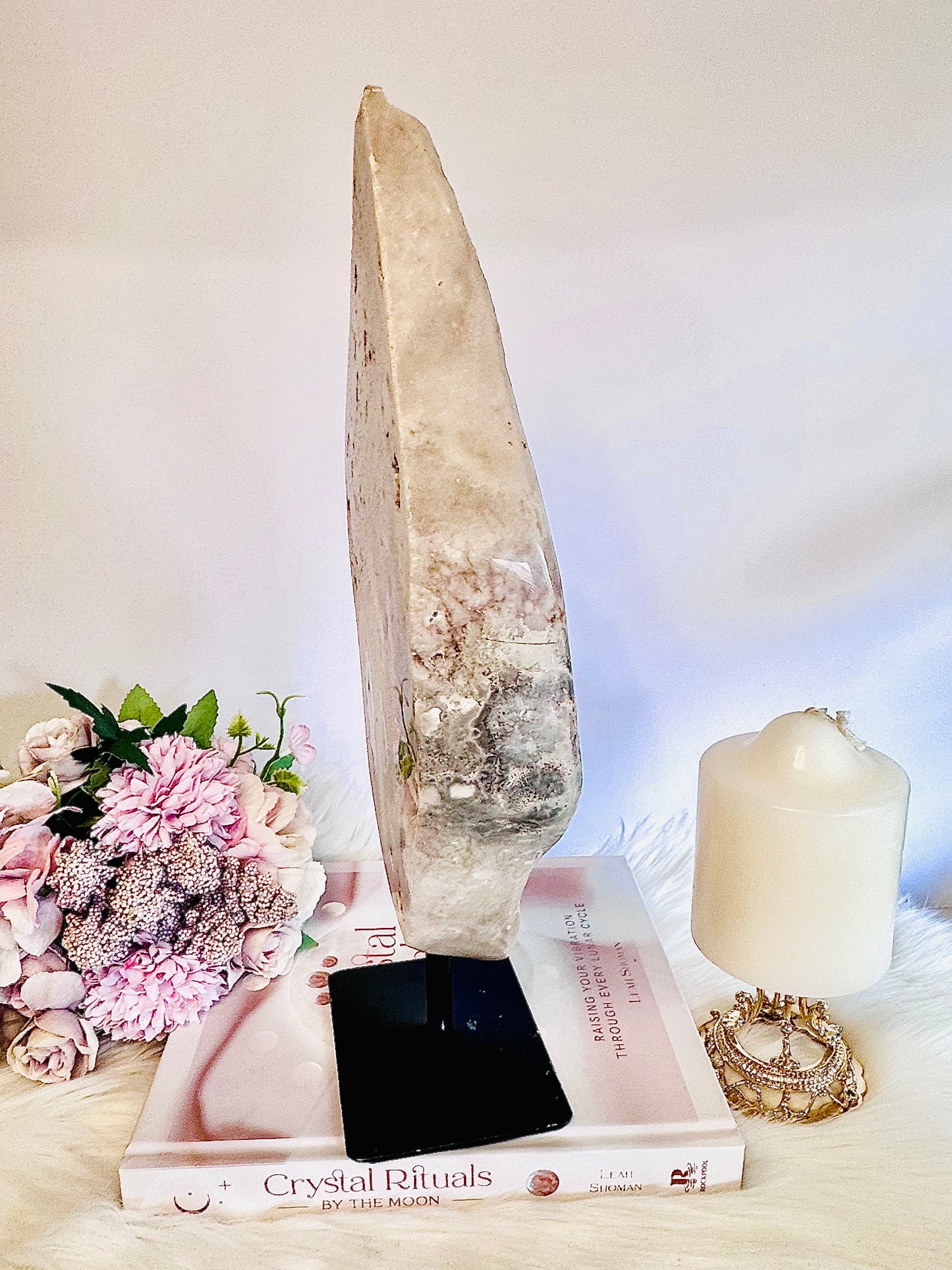 ⚜️ SALE ⚜️ So Uniquely Stunning! Large 31cm 1.85KG Natural Pink Amethyst Druzy Slab On Stand From Brazil (tip of slab has imperfection)
