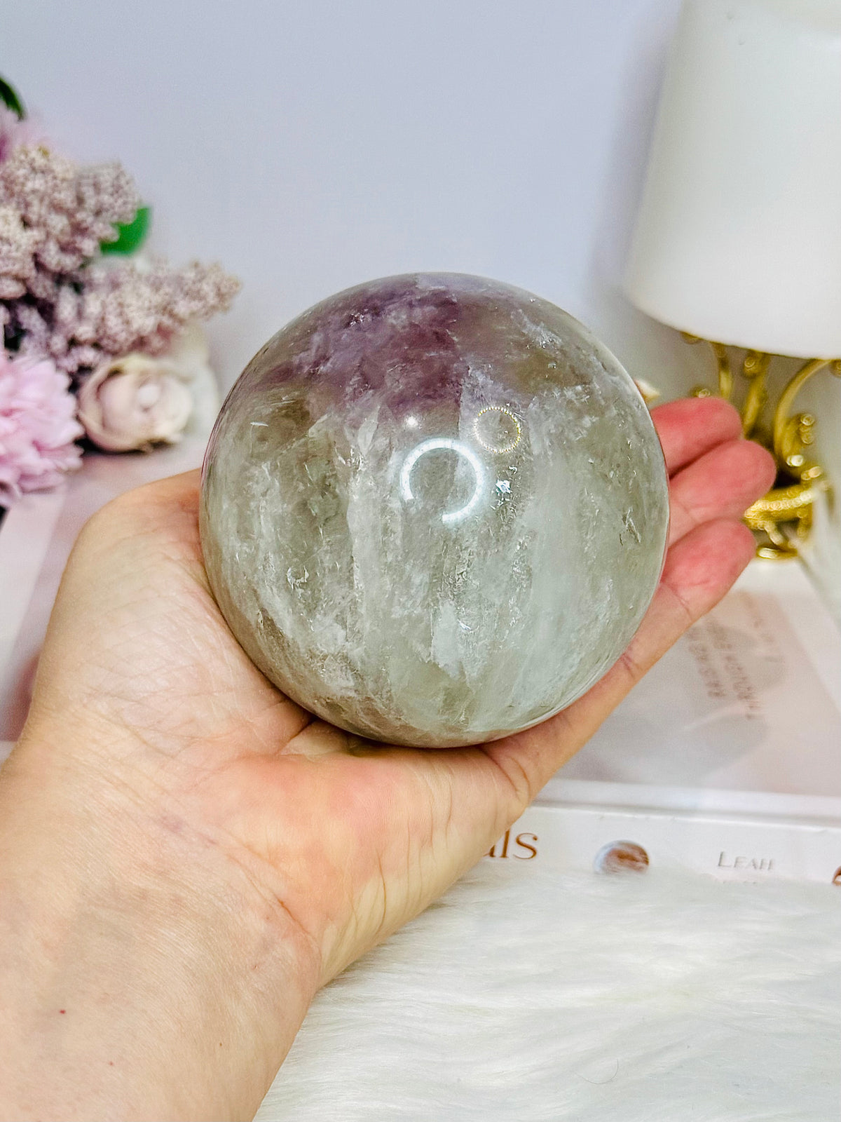 Large High Grade Agate Sphere with Rainbows on Stand 733g