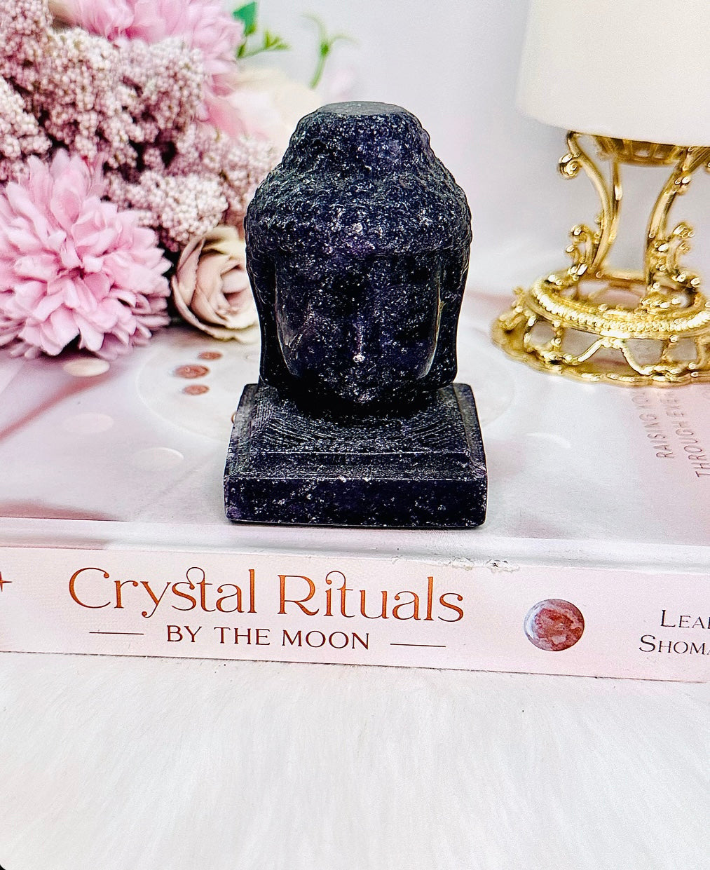 Lepidolite Carved Buddha Head 296gram