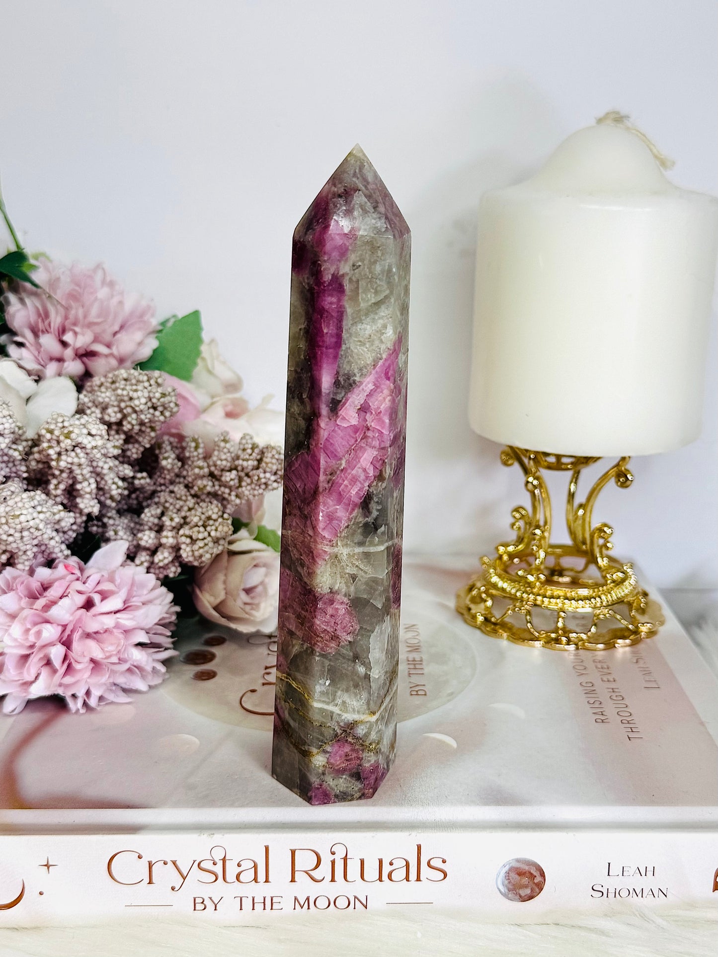Stunning Natural Pink Tourmaline Carved Tower 15cm
