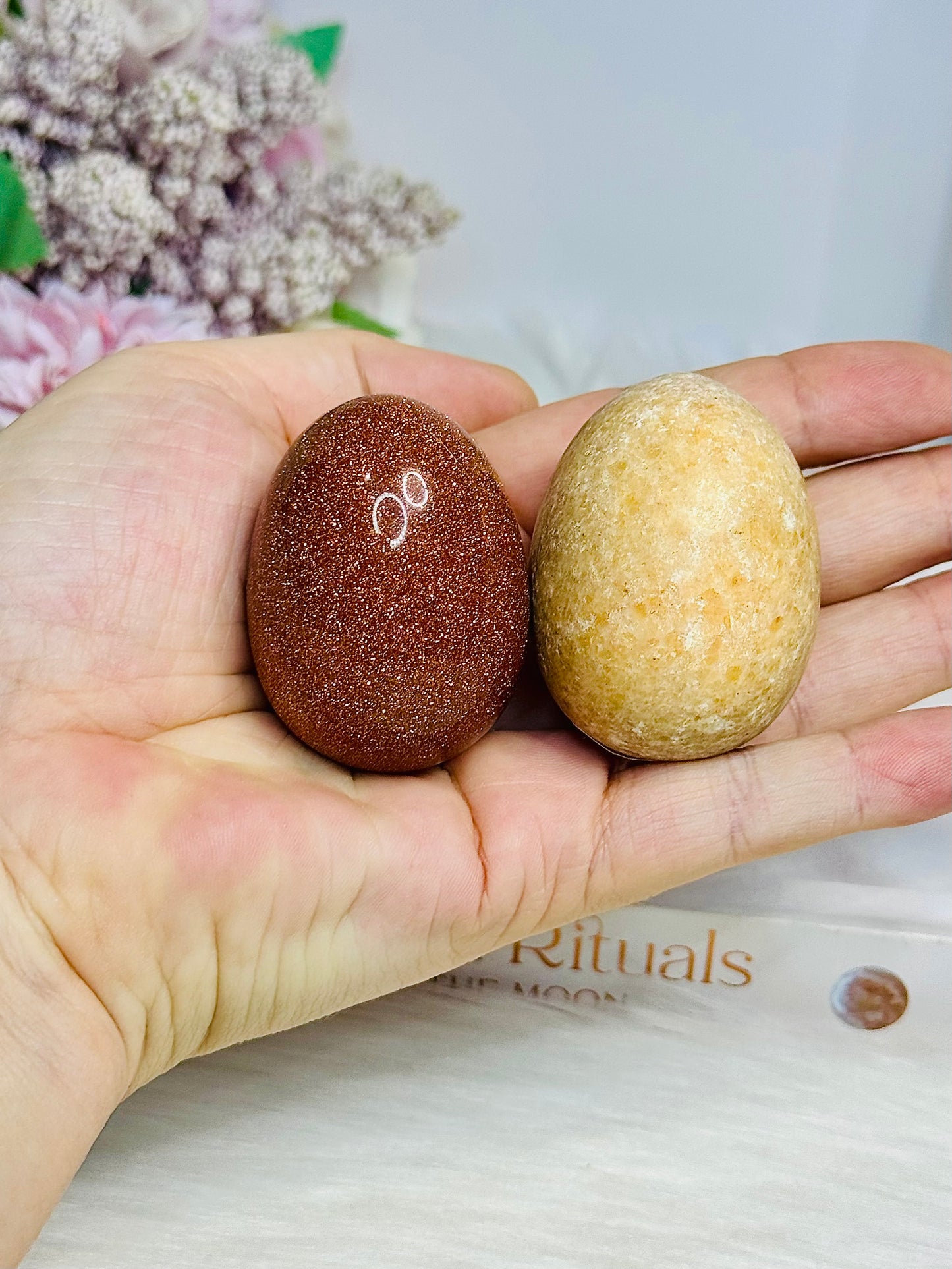 Orange Calcite & Gold Sandstone Eggs