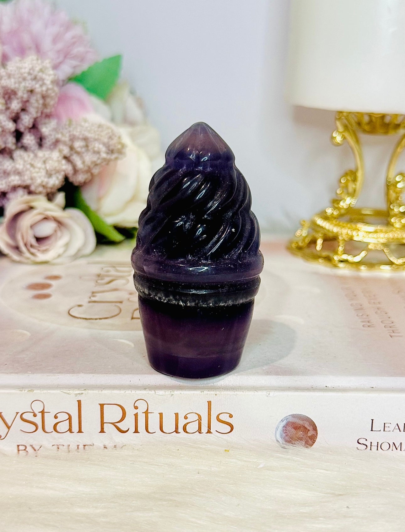 Purple Fluorite Carved Ice Cream 7cm