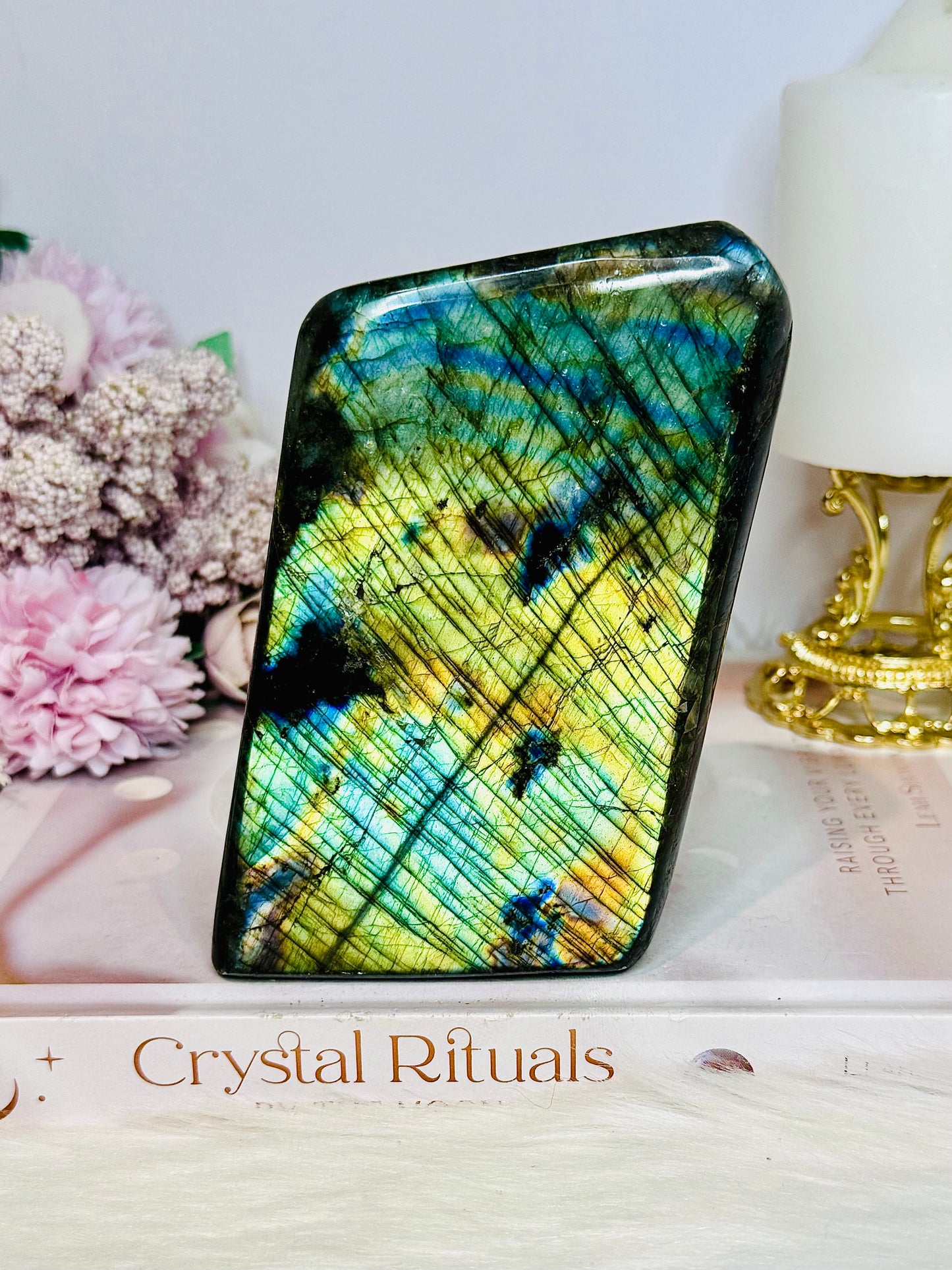 Large Natural Labradorite Polished Freeform Full of Flash 12cm 966g