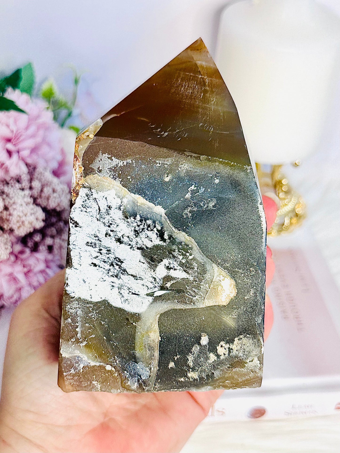 Large Chunky 15cm 963gram Druzy Agate Tower From Brazil