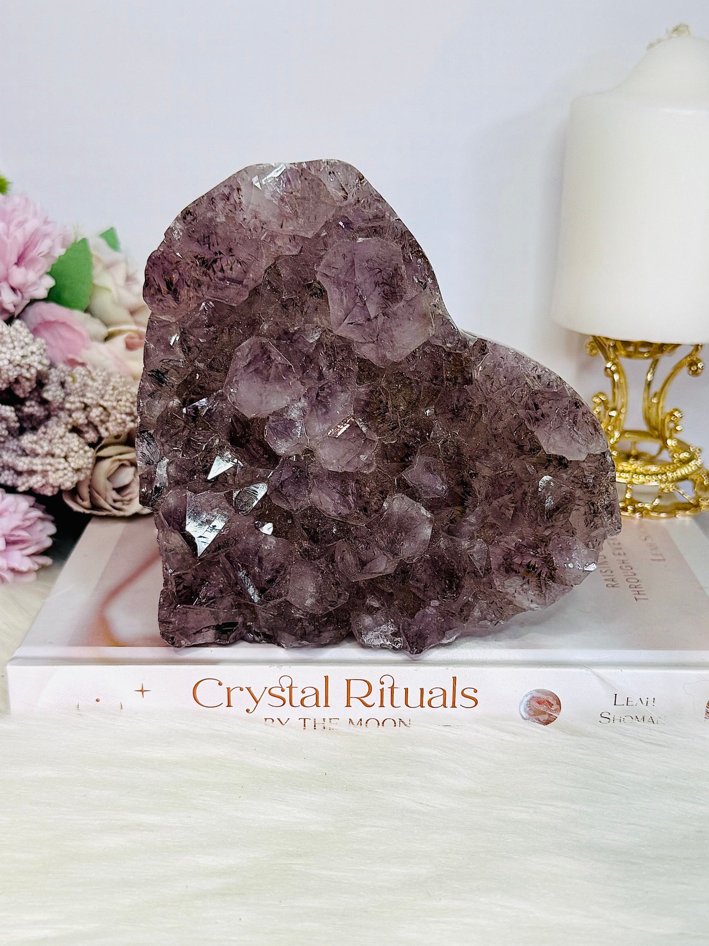 Magnificent 1.15KG Purple Amethyst Cluster Carved Heart From Brazil