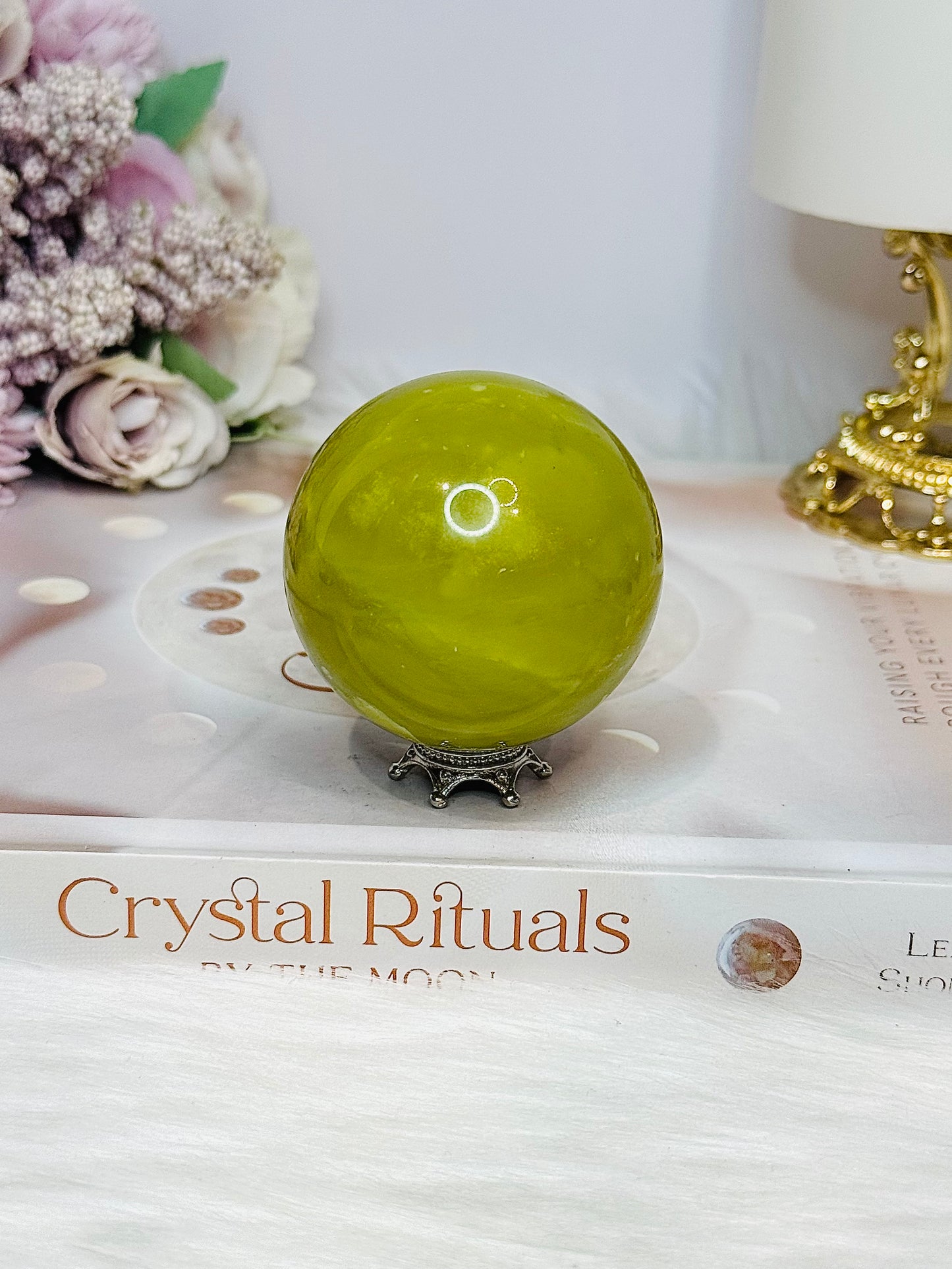 Natural Green Opal Sphere on Stand 199g