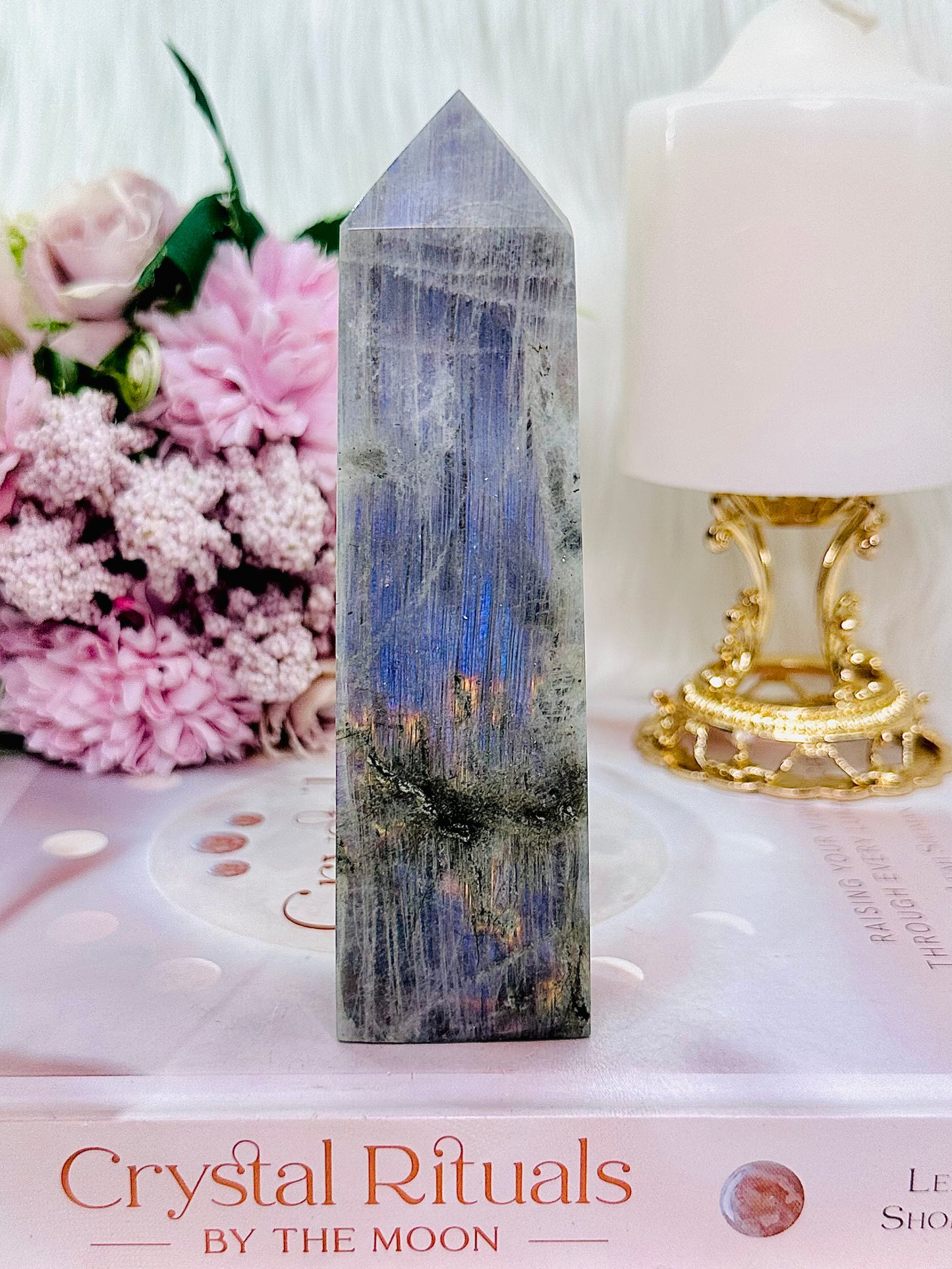 Gorgeous Chunky 13cm Purple Flash Labradorite Tower