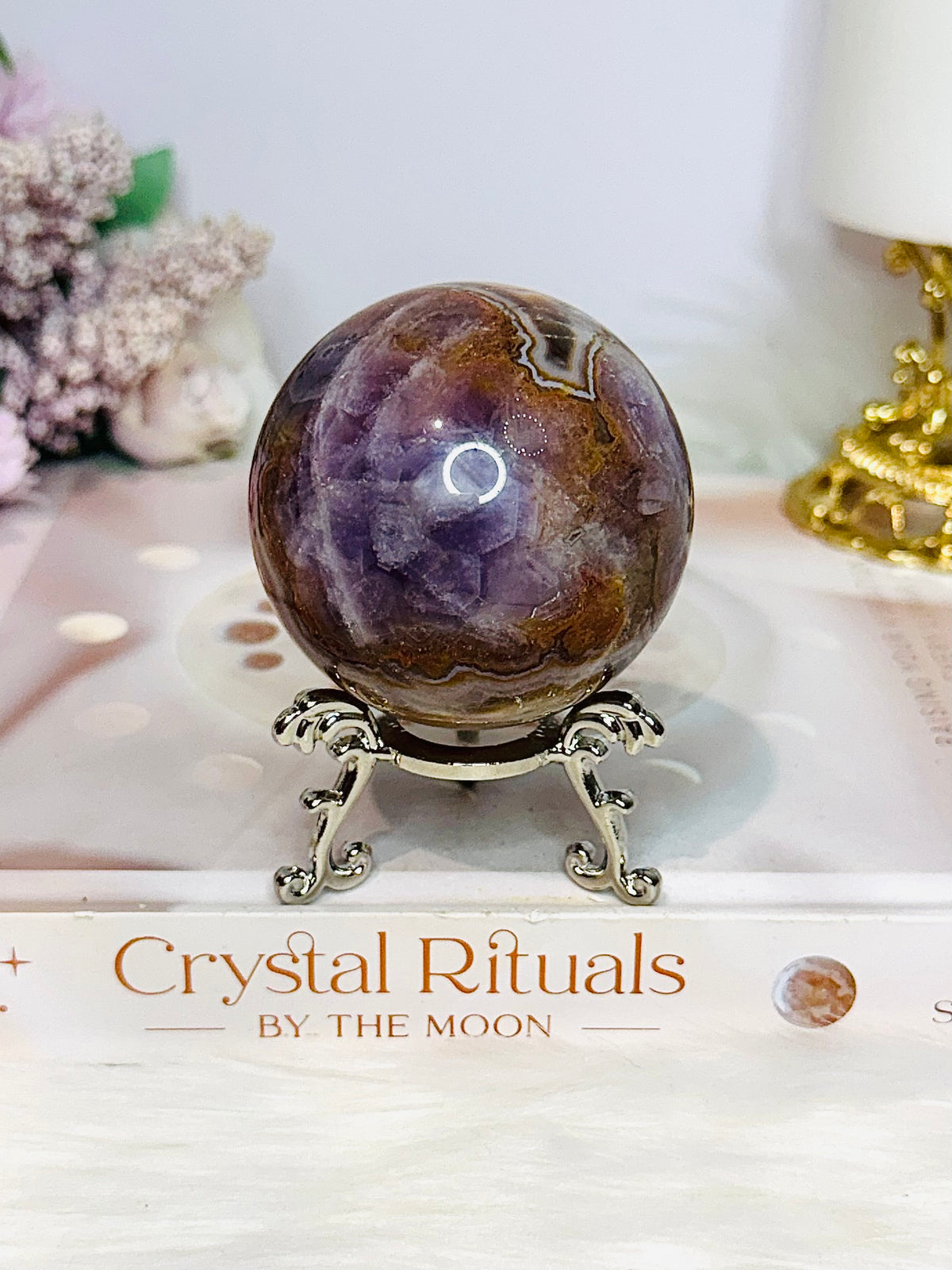 Amethyst X Agate Sphere on Stand 276g