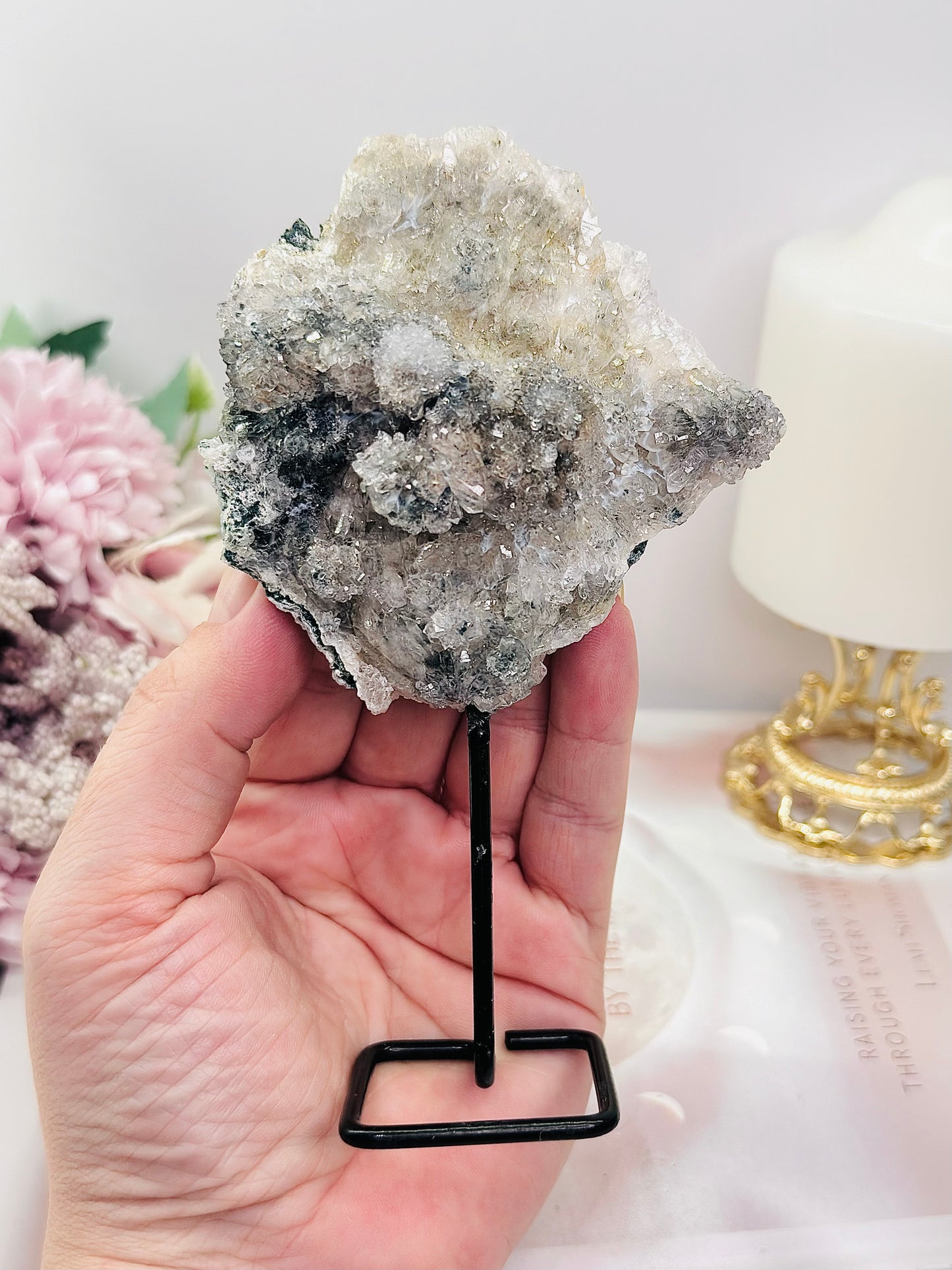 Natural Zeolite | Flower Amethyst Slab on Stand 14cm