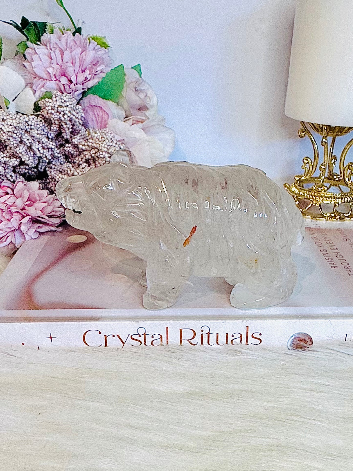 Chunky 11cm 359gram Clear Quartz Carved Bear