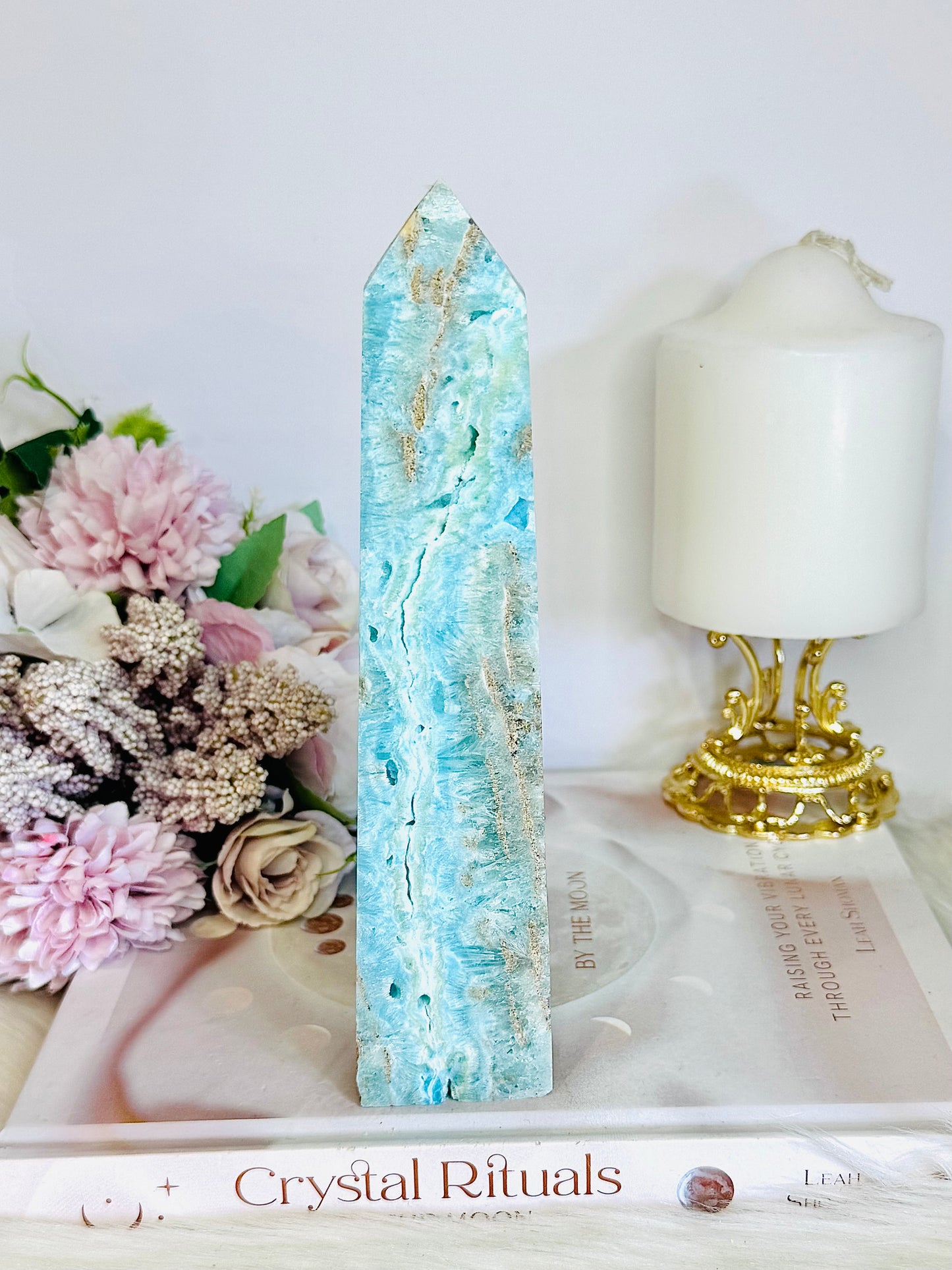 Large Blue Hemimorphite Druzy Tower 18cm