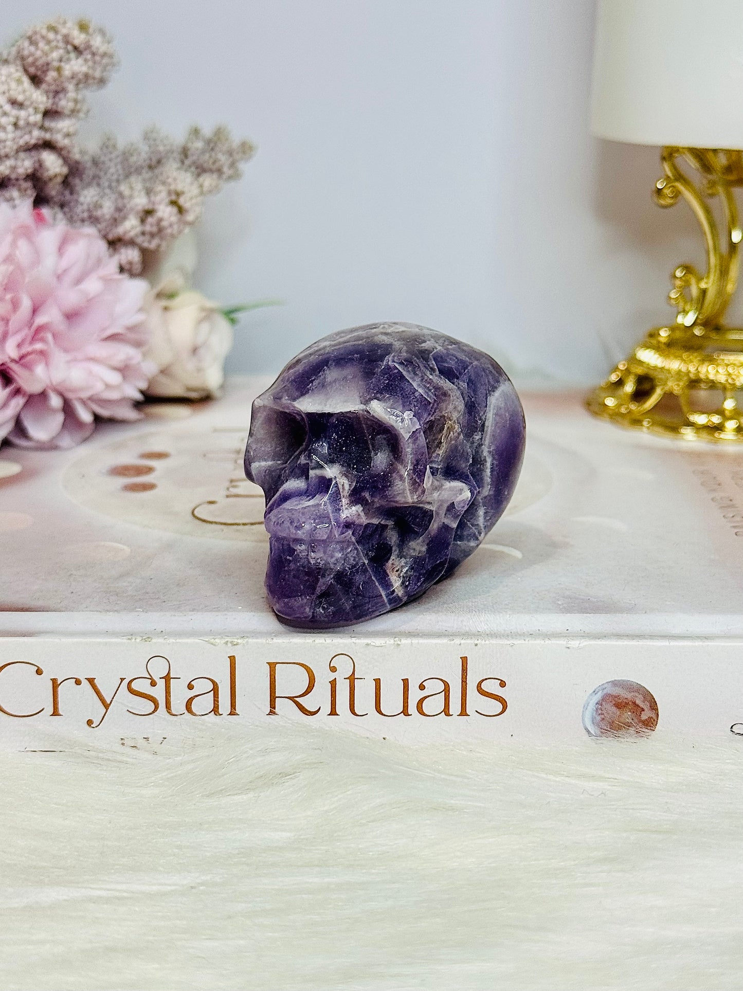 Chevron Amethyst Carved Skull 6cm