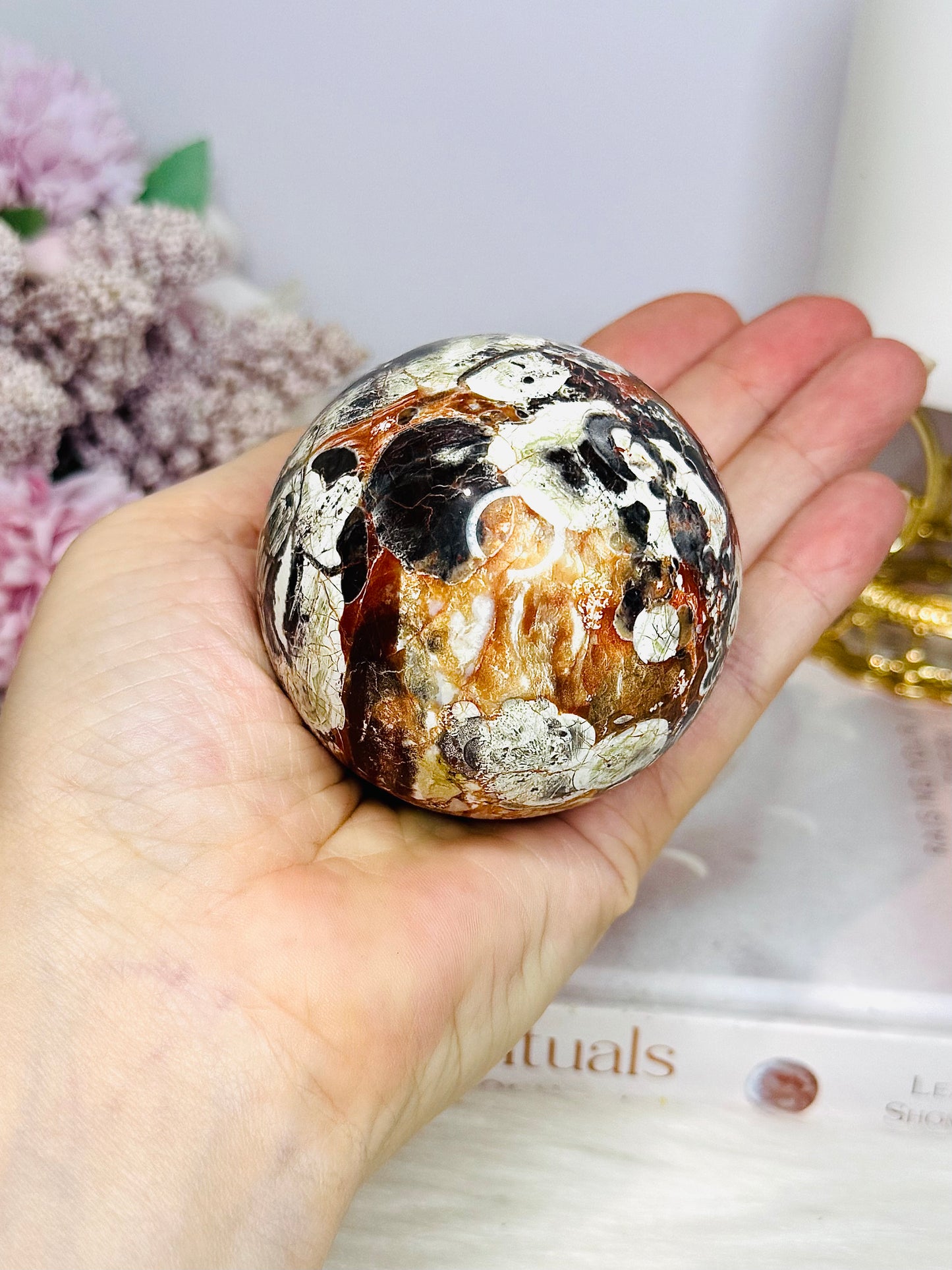 Large Money Agate Sphere on Stand 7cm
