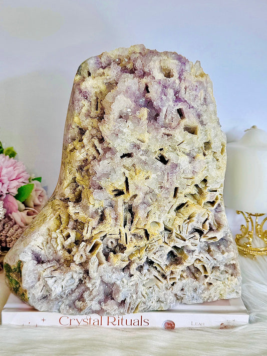 Natural Sparkling Druzy Pink Amethyst Freeform with Rutile Formations 4.9KG
