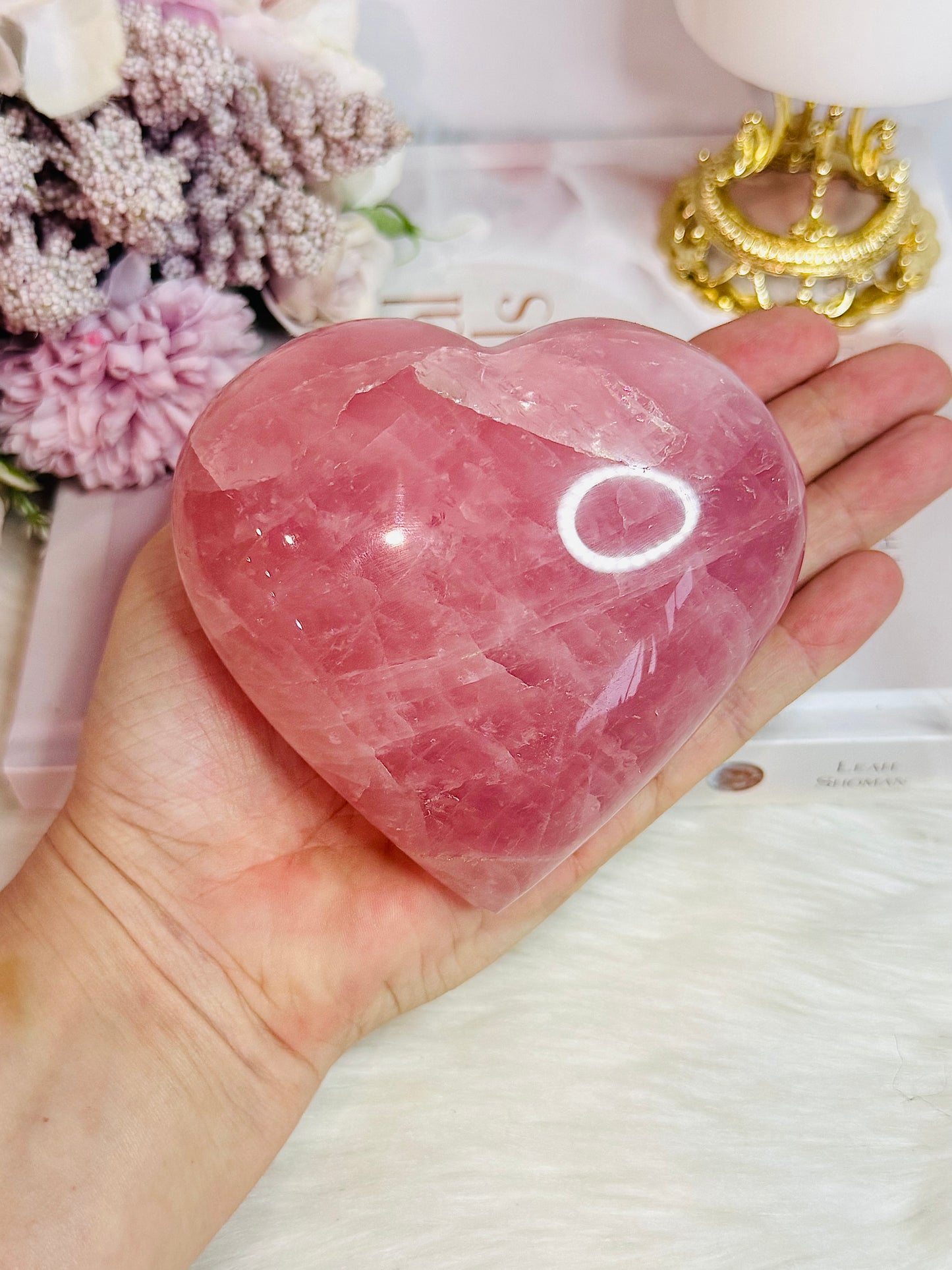 Fabulous Large Chunky High Grade Dark Pink Rose Quartz Carved Heart 698grams 10cm