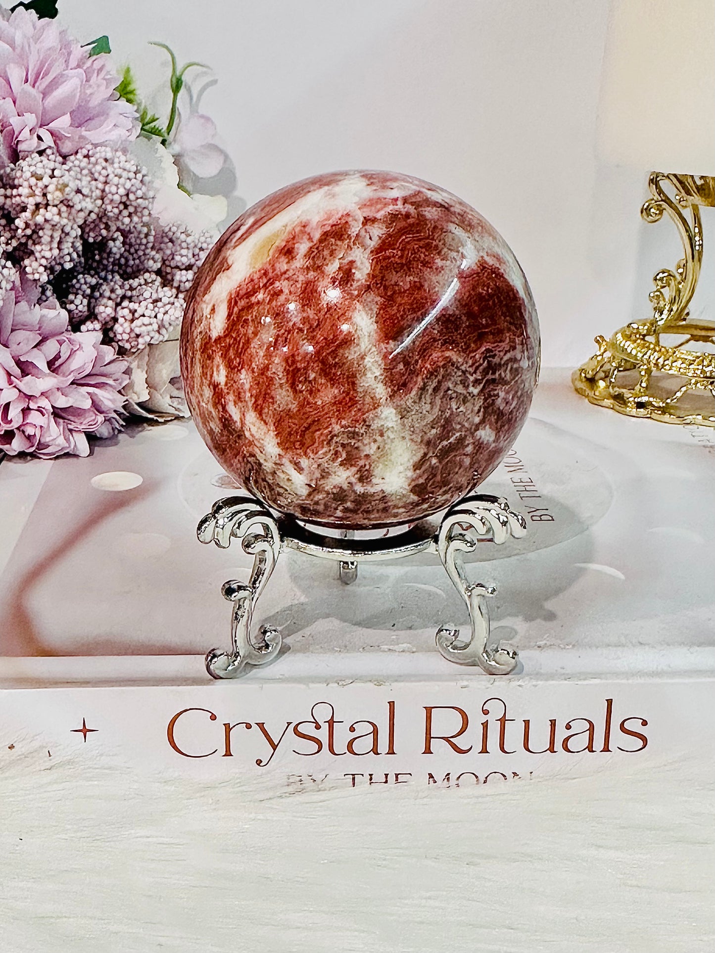 Beautiful Red Jasper Sphere 269grams On Stand