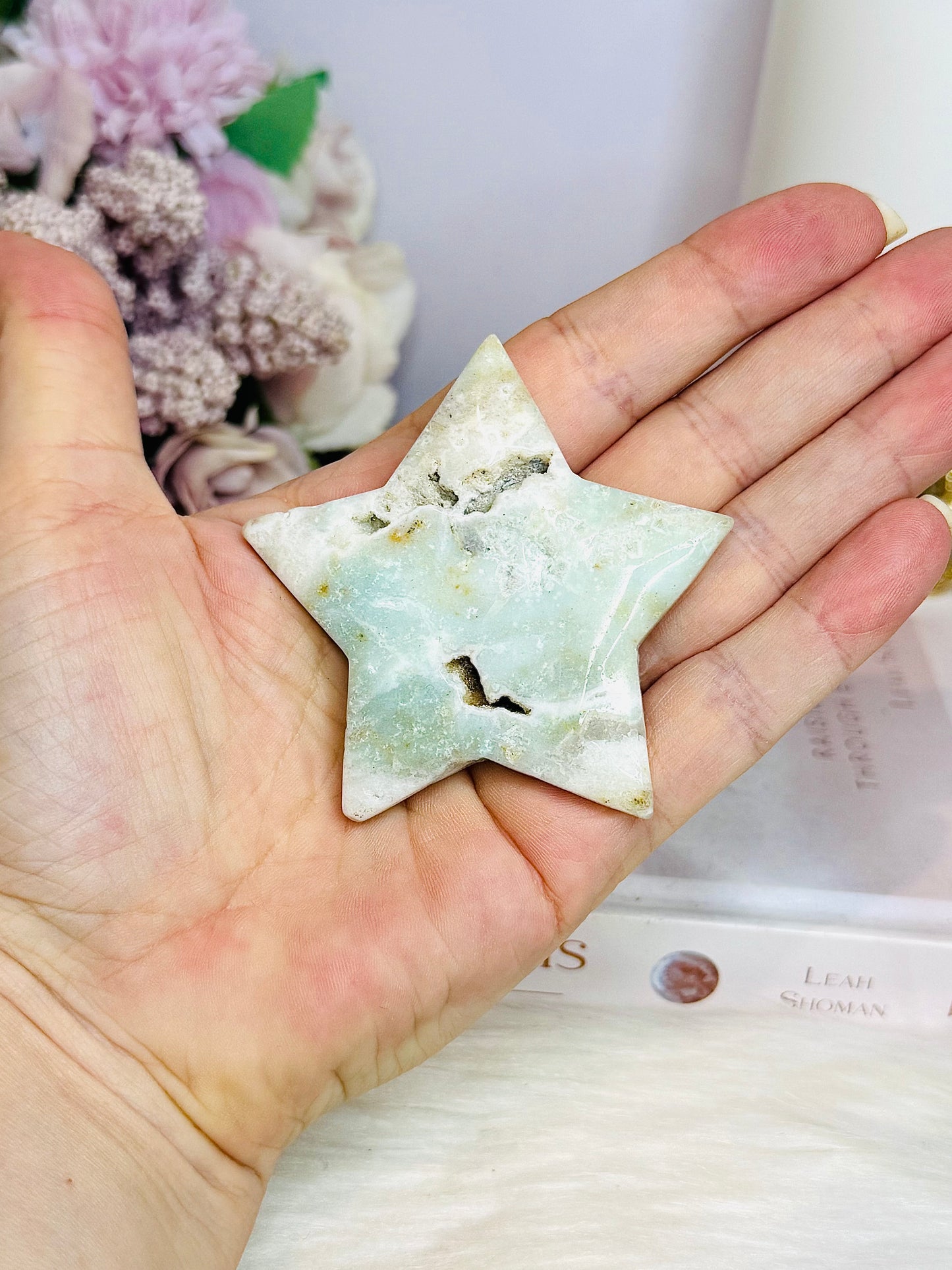 Blue Caribbean Calcite Carved Star