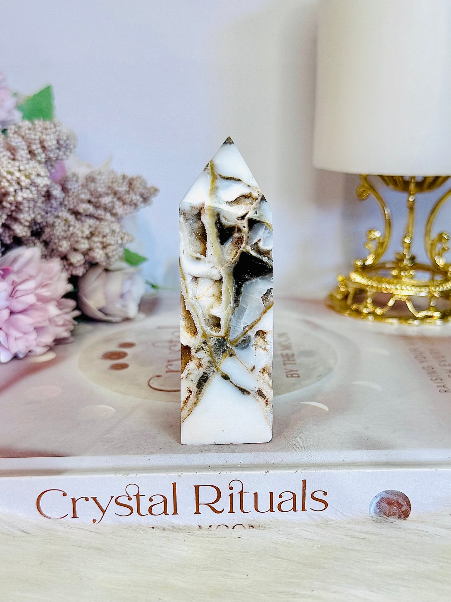 White Druzy Sphalerite Tower 8.5cm