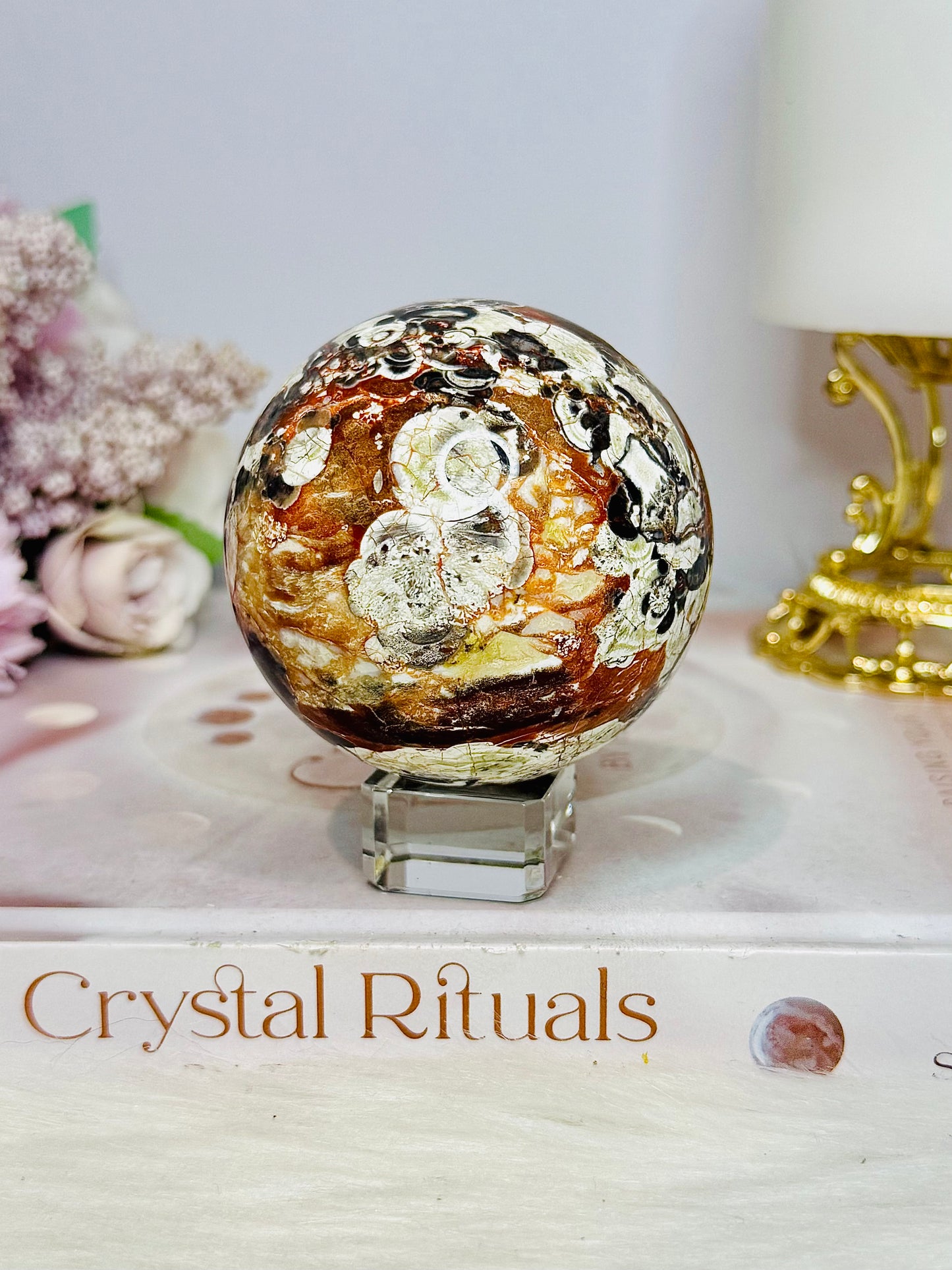 Large Money Agate Sphere on Stand 7cm