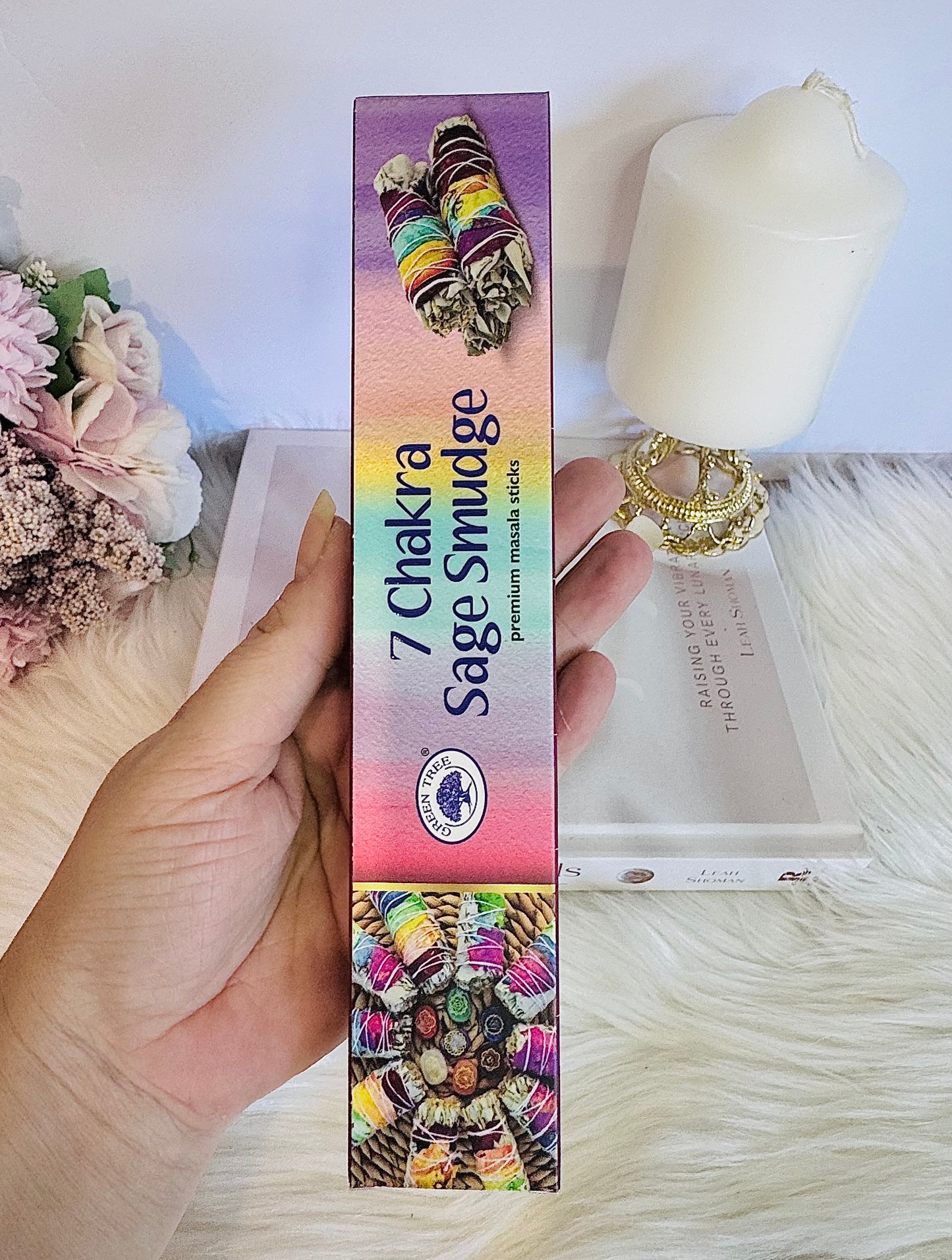 Gift Set ~ Chakra Sage Smudge Incense Sticks with Silver Burner