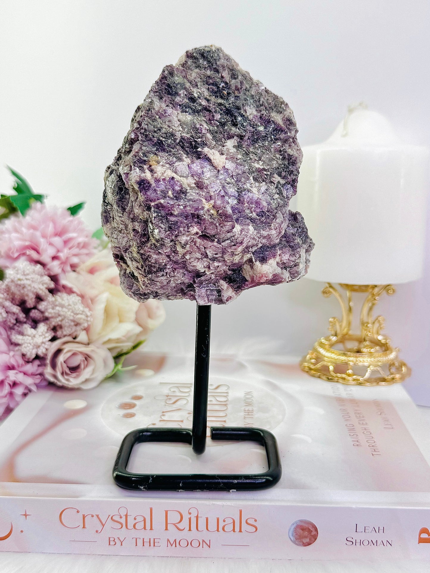 Large Natural Raw Lepidolite Specimen On Stand 17cm 579grams