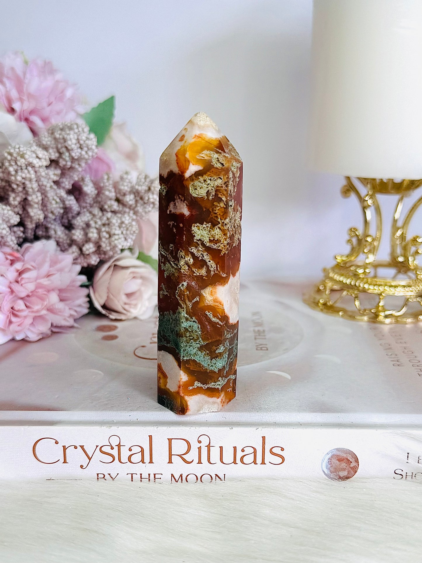 Red Moss Agate Tower 9.5cm
