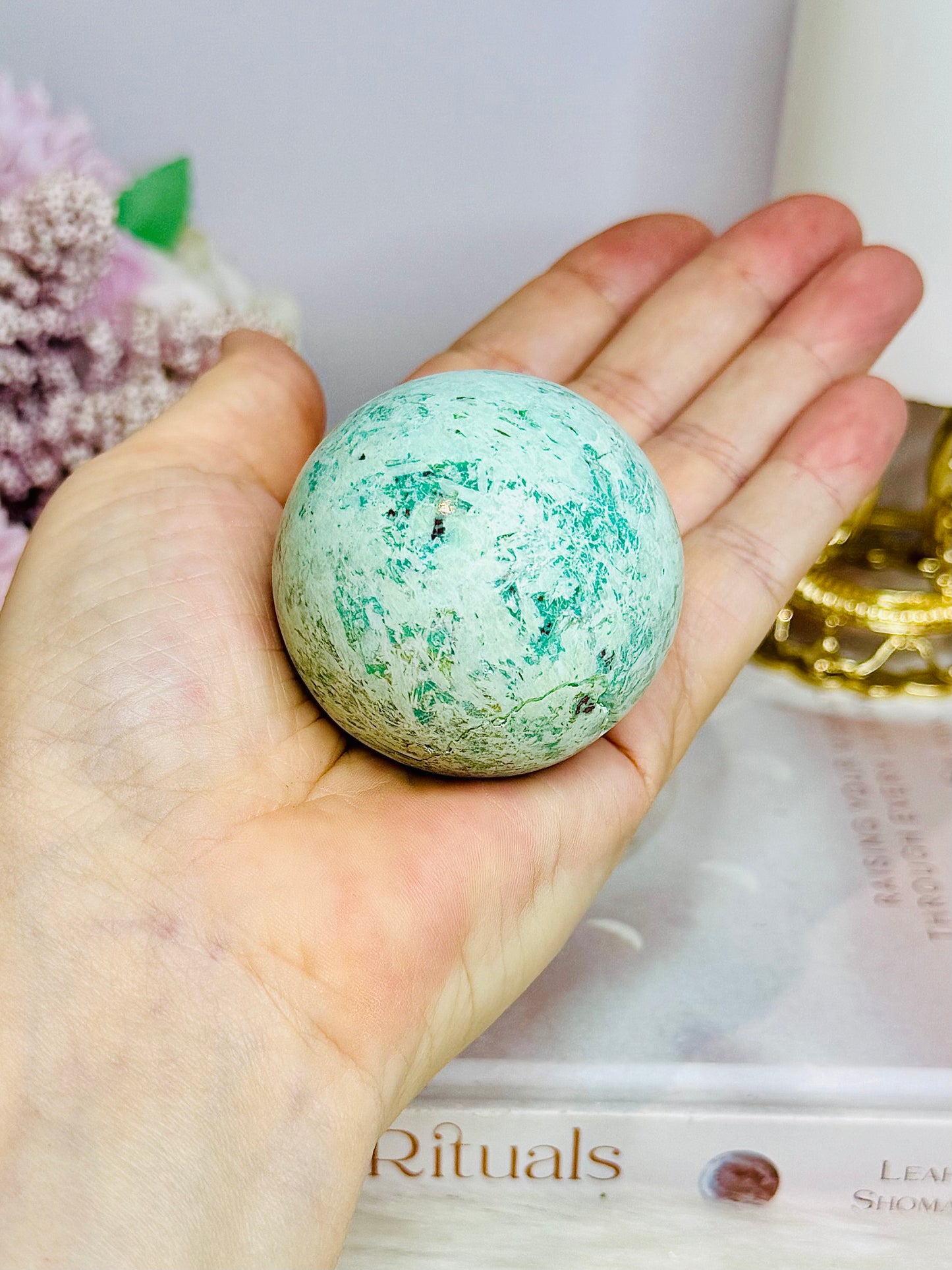 A Rare Stone ~ Genuine Inca Turquoise Sphere 5cm On Stand