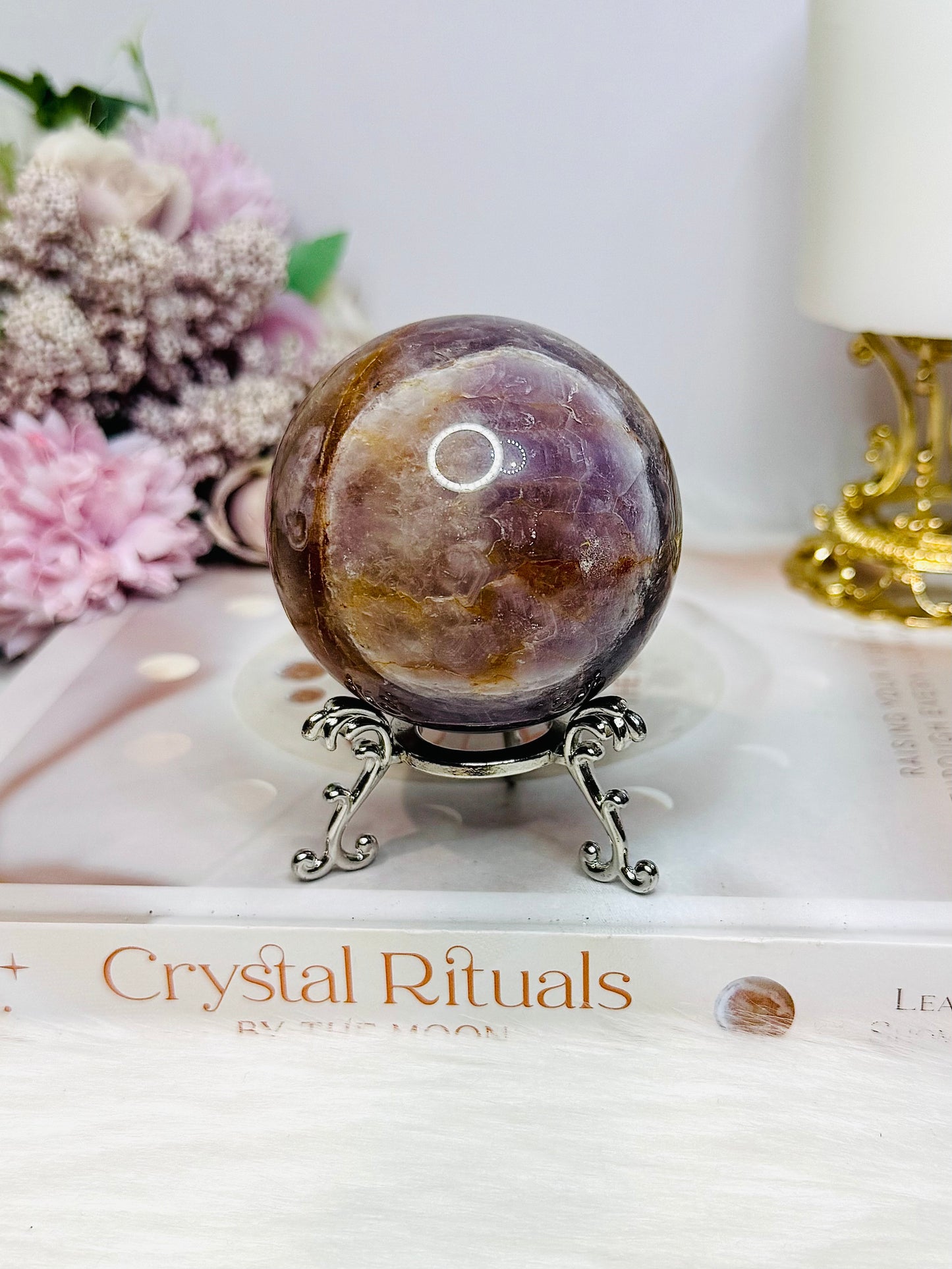 Crazy Lace Amethyst Sphere on Stand 300g
