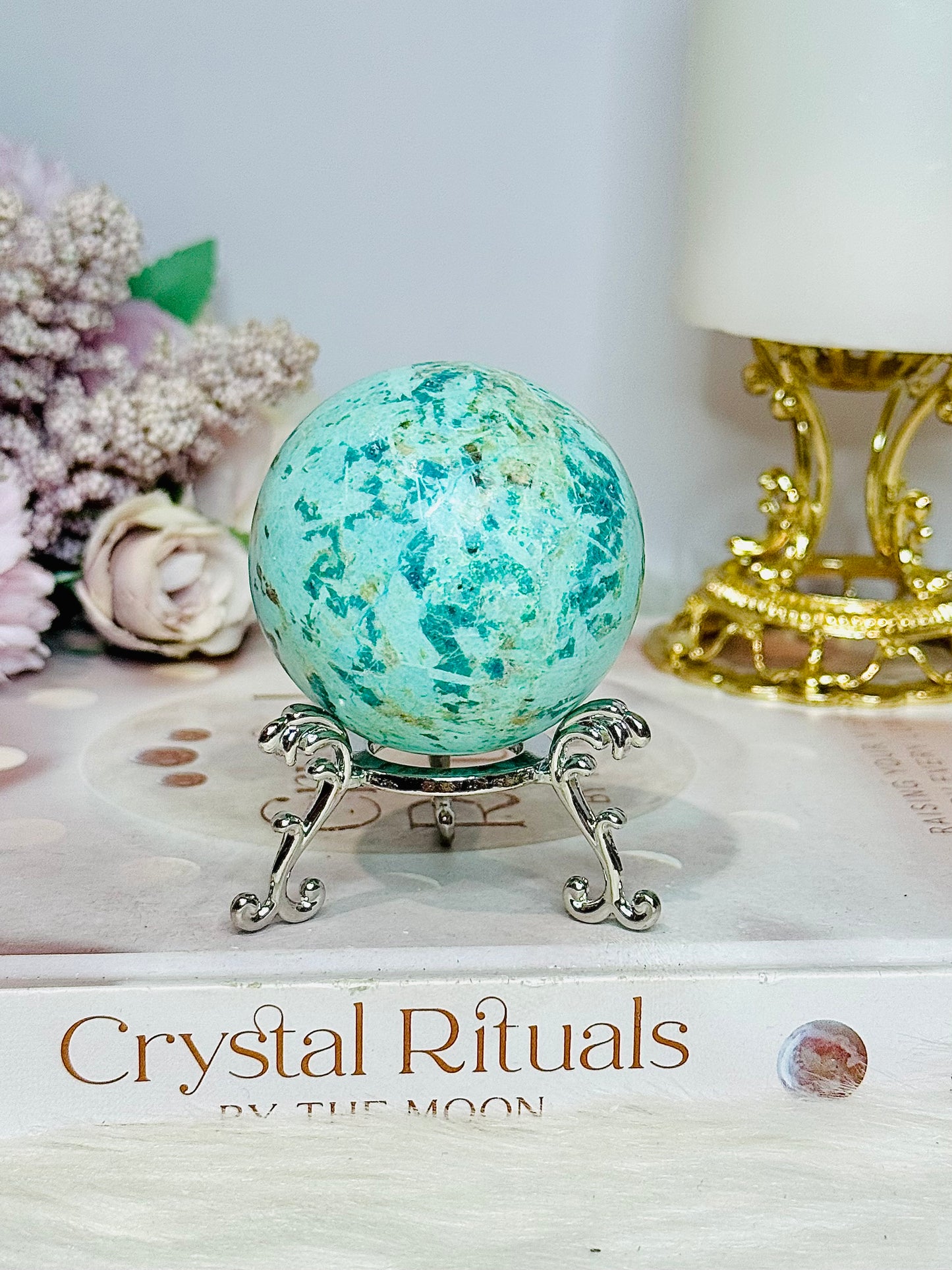 A Rare Stone ~ Genuine Inca Turquoise Sphere 6cm On Stand