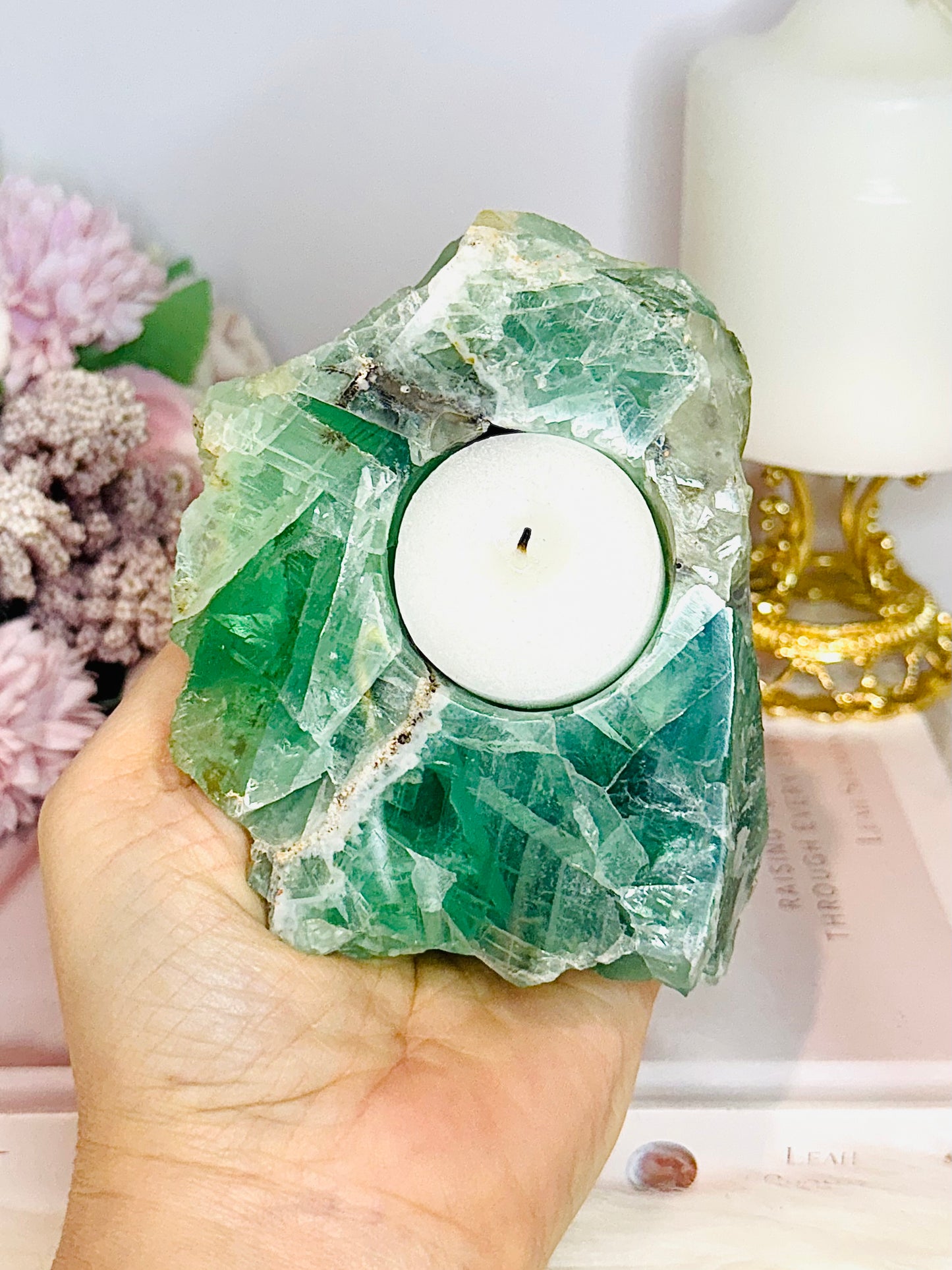 Chunky Green Fluorite Candle Holder 564g