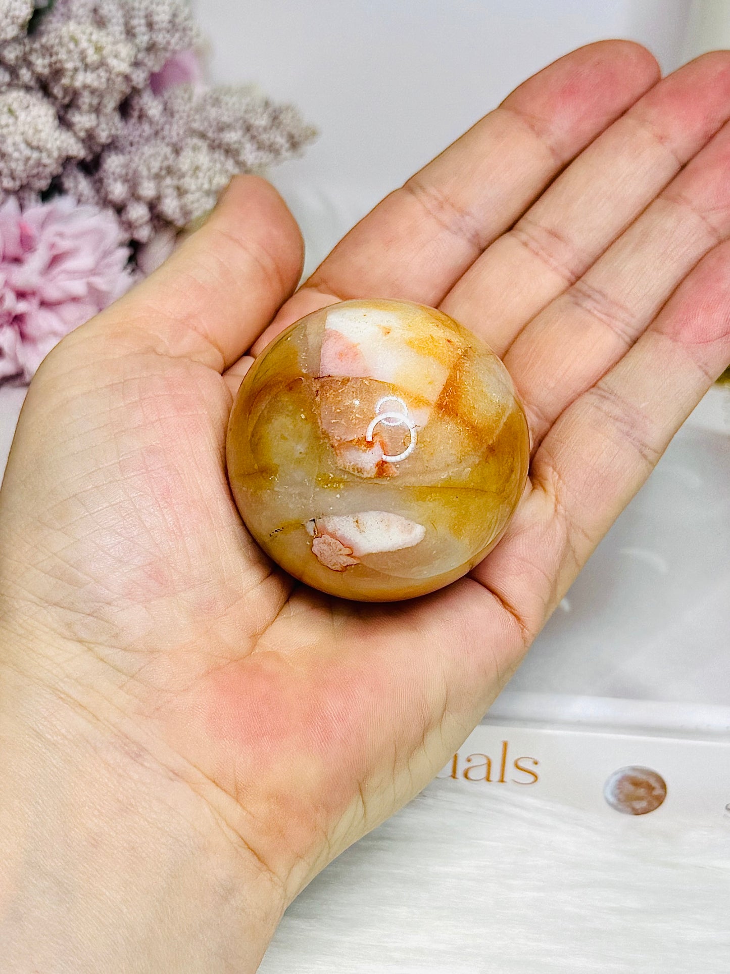 Carnelian Sphere on Gold Stand 137g