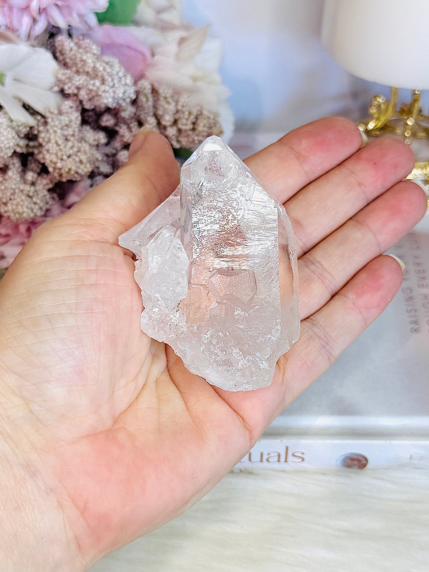 Natural Chunky Clear Quartz Point Cluster 7cm