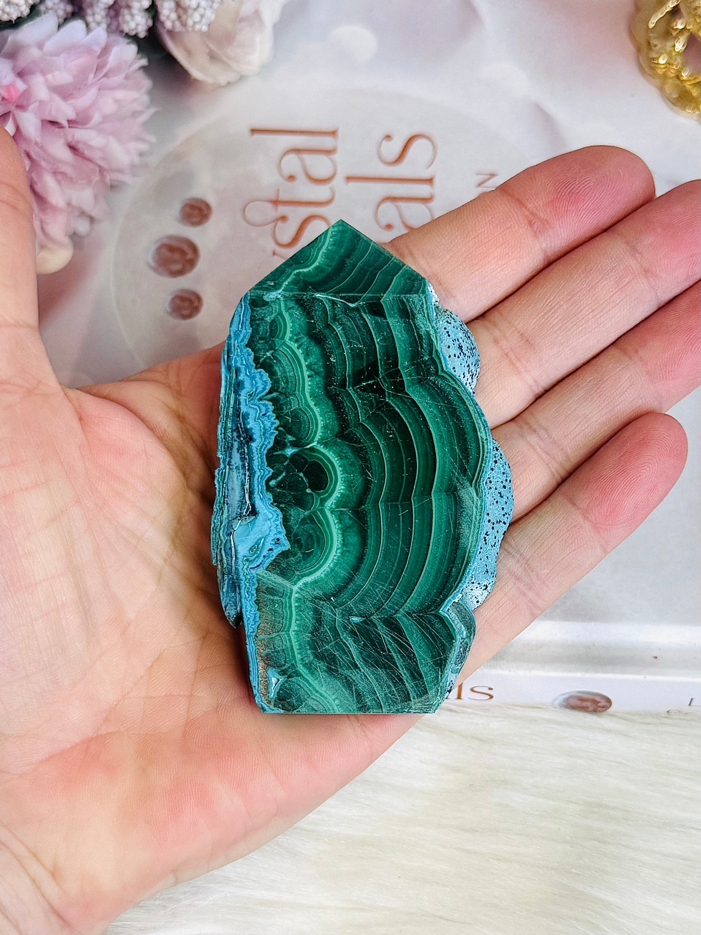 Natural 8cm Chrysocolla with Malachite Polished Slab | Freeform