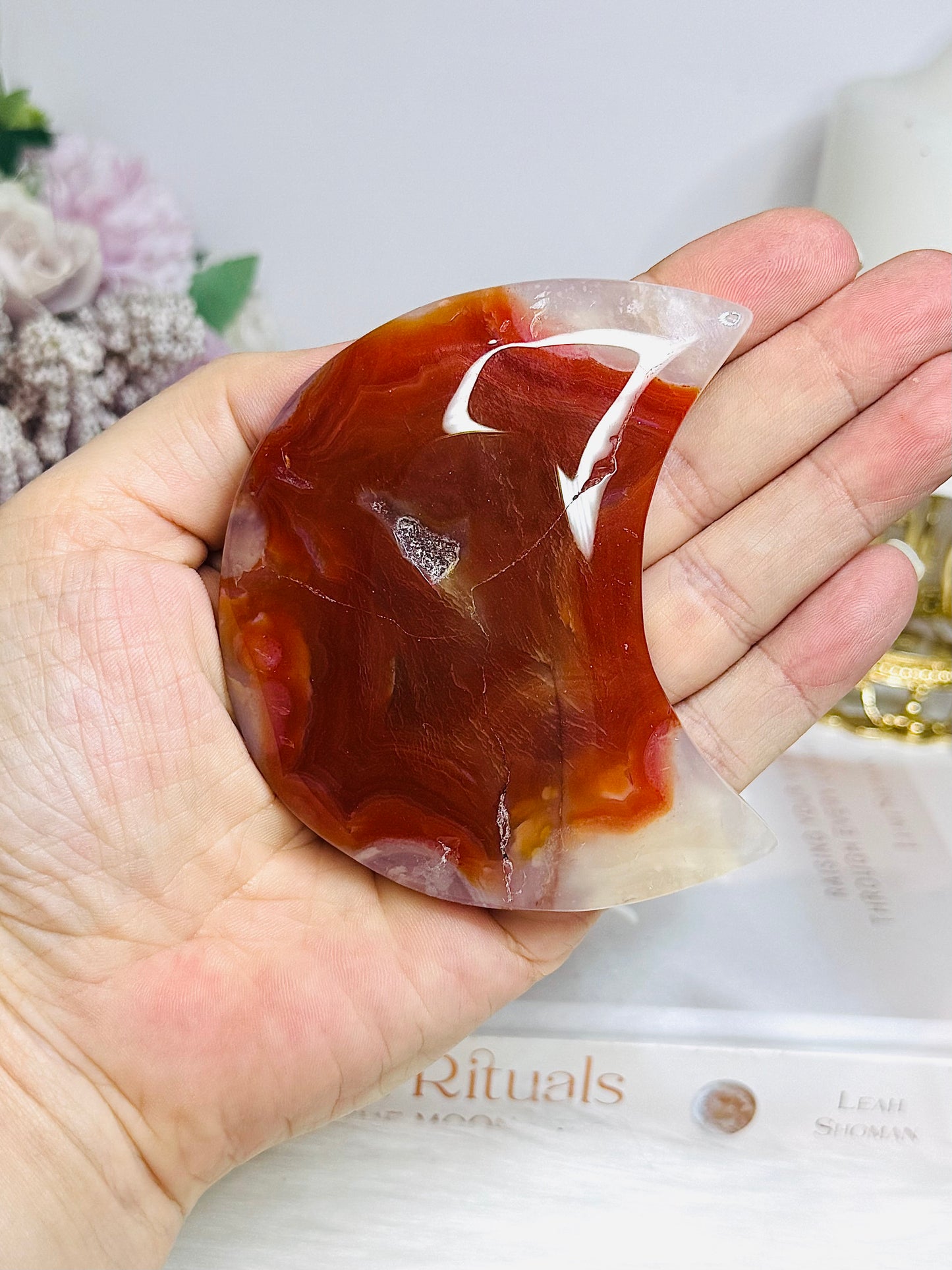 Carnelian Carved Moon 8cm