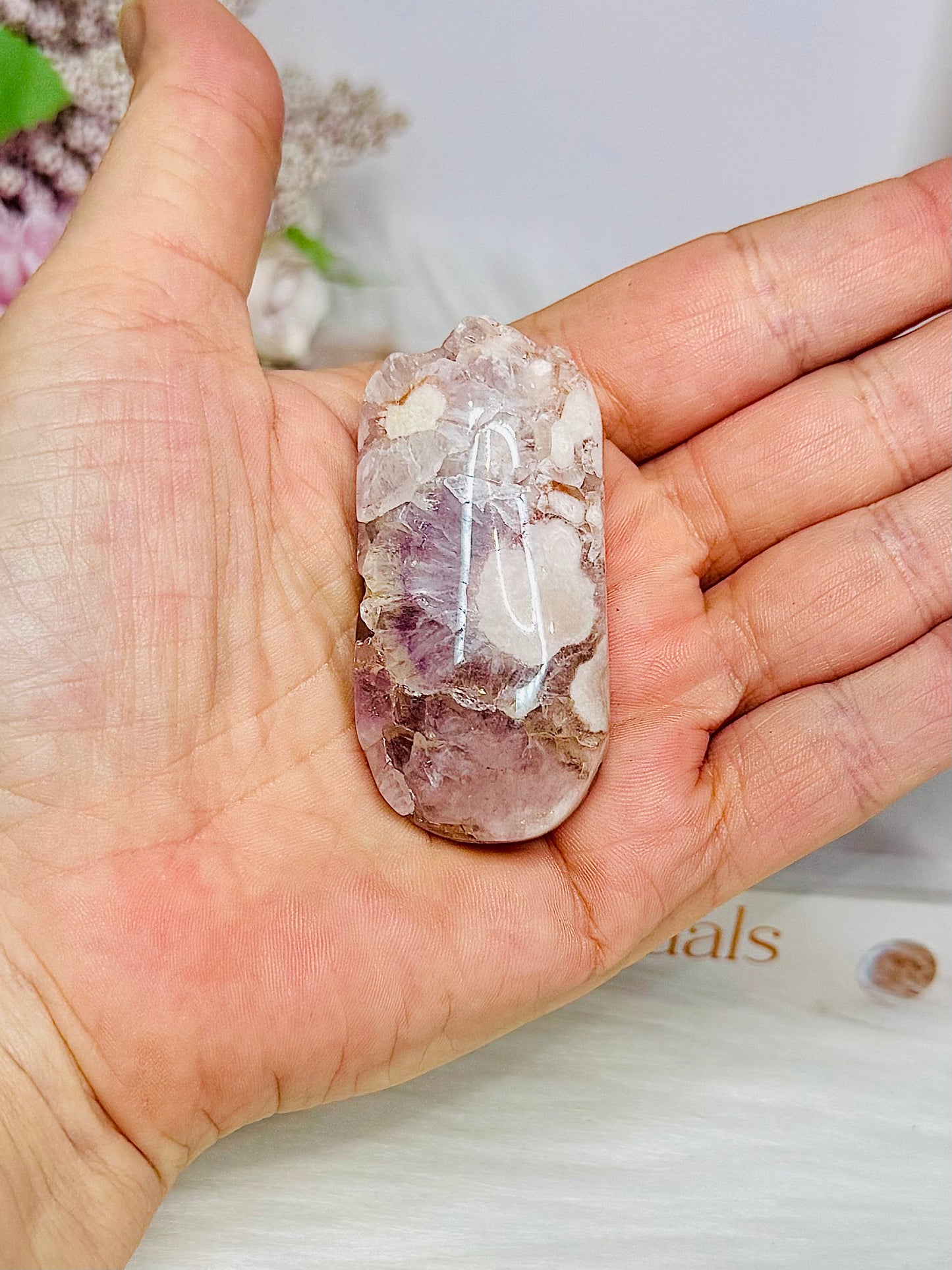 Pink Amethyst Druzy Palm Stone