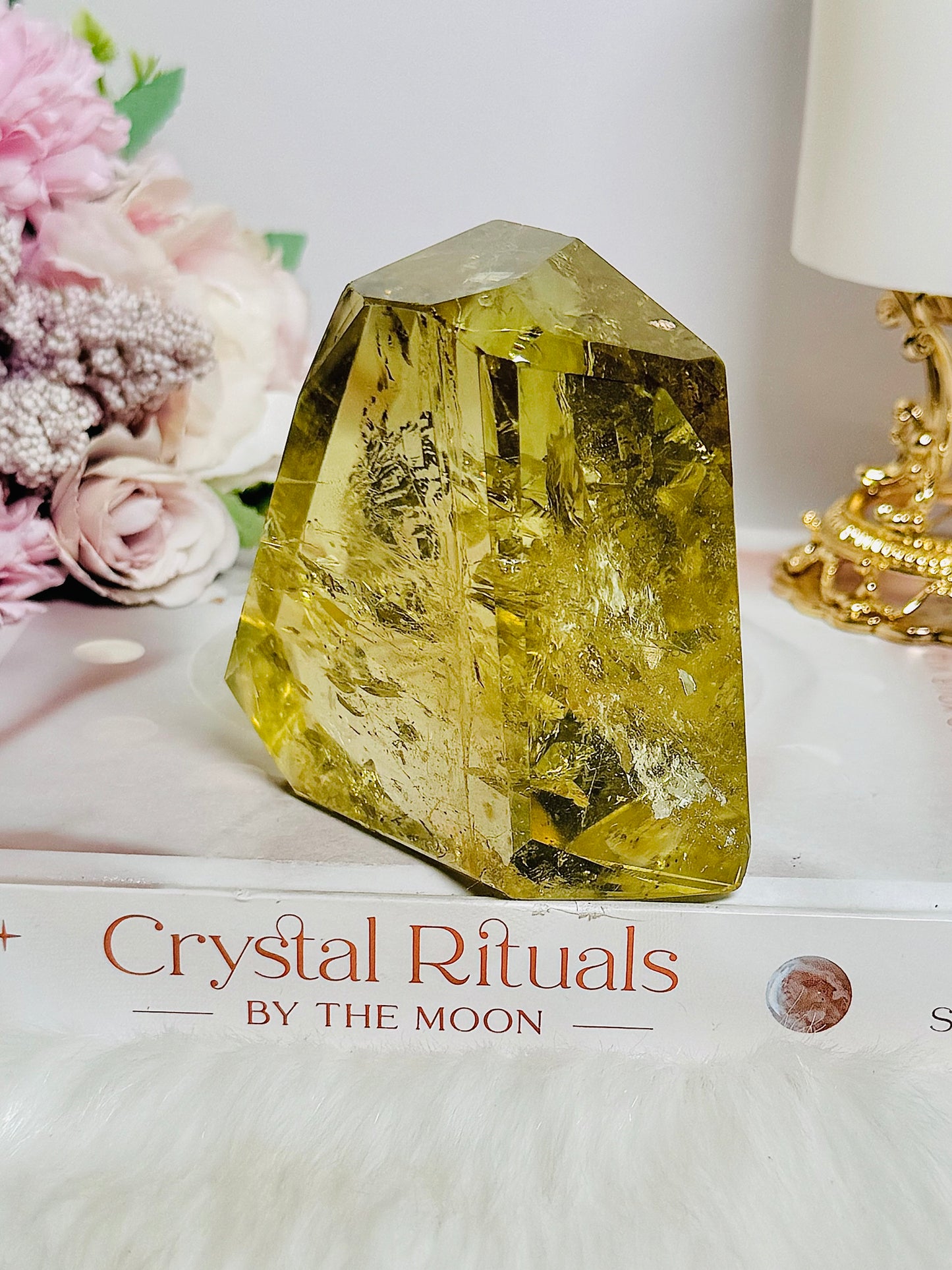 Spectacular Large 456gram 9cm Citrine Freeform with Rainbows