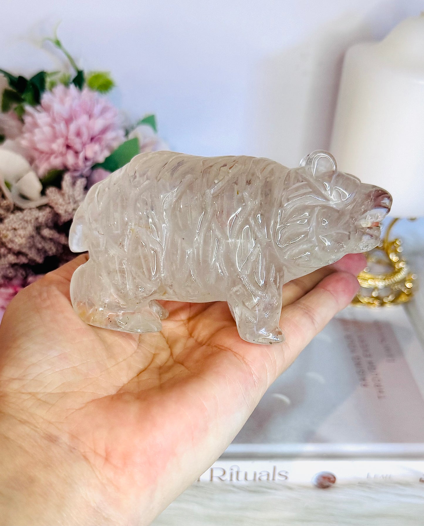 Chunky 11cm 359gram Clear Quartz Carved Bear